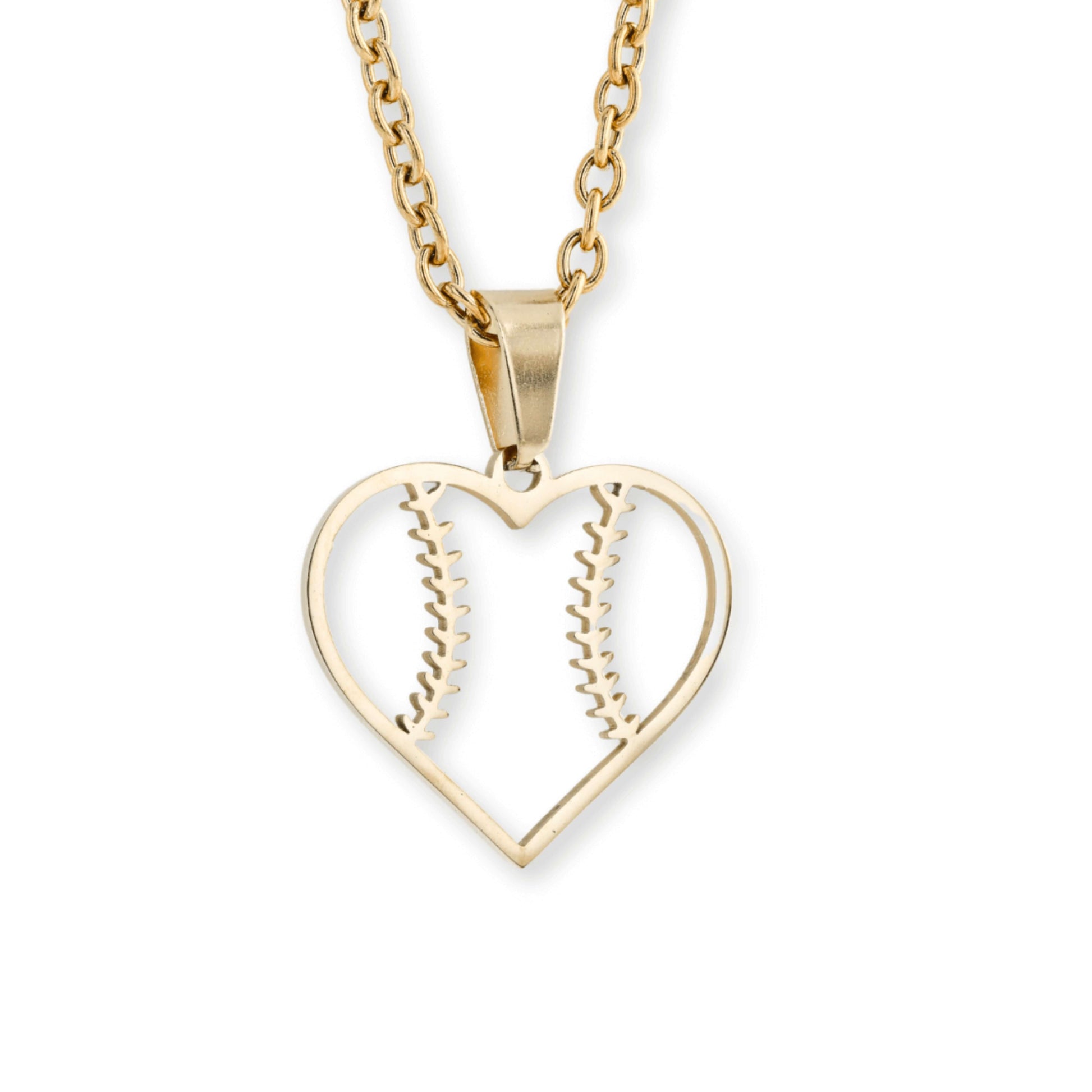 Heart Seams Baseball Necklace