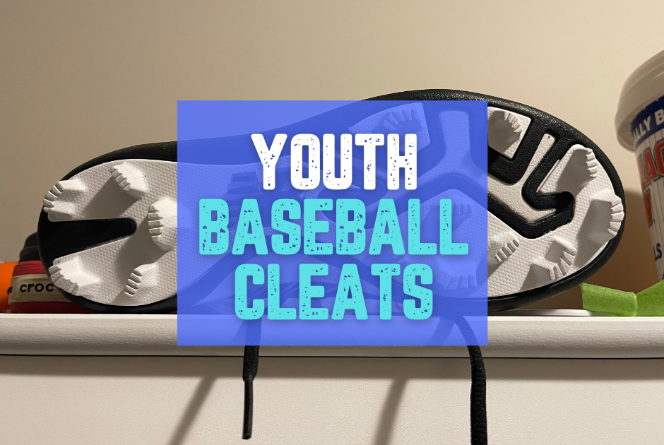 Collection of youth baseball cleats in a gallery layout
