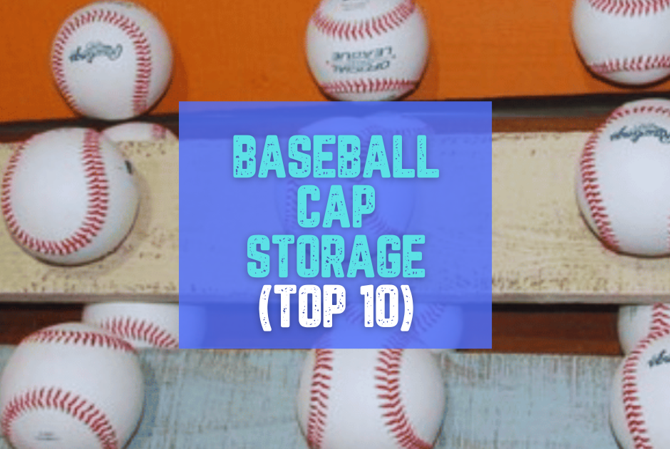 Collection of baseball cap storage in a gallery layout