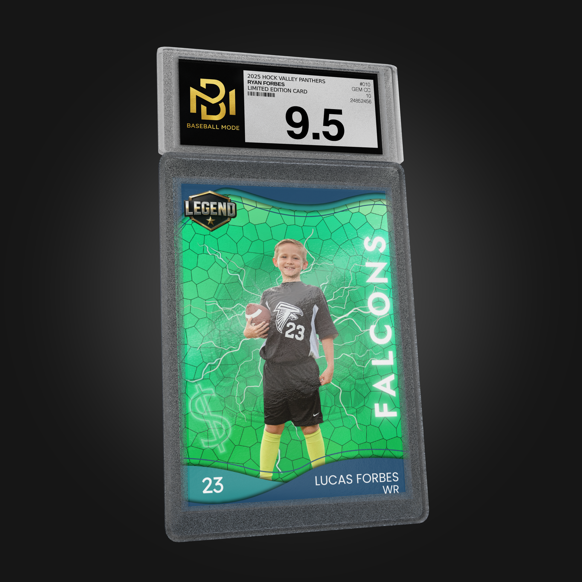 Custom Football Metal Sports Card – Legend Edition (Green Hex Design)