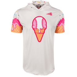 Collection of White hoodie with ice cream cone and baseball design on a white background in a gallery layout