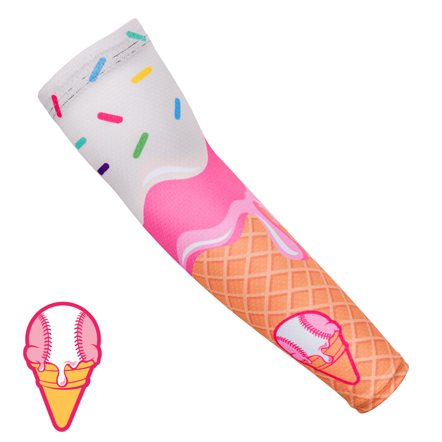 Collection of Ice cream cone-shaped product with colorful sprinkles on a white background in a gallery layout