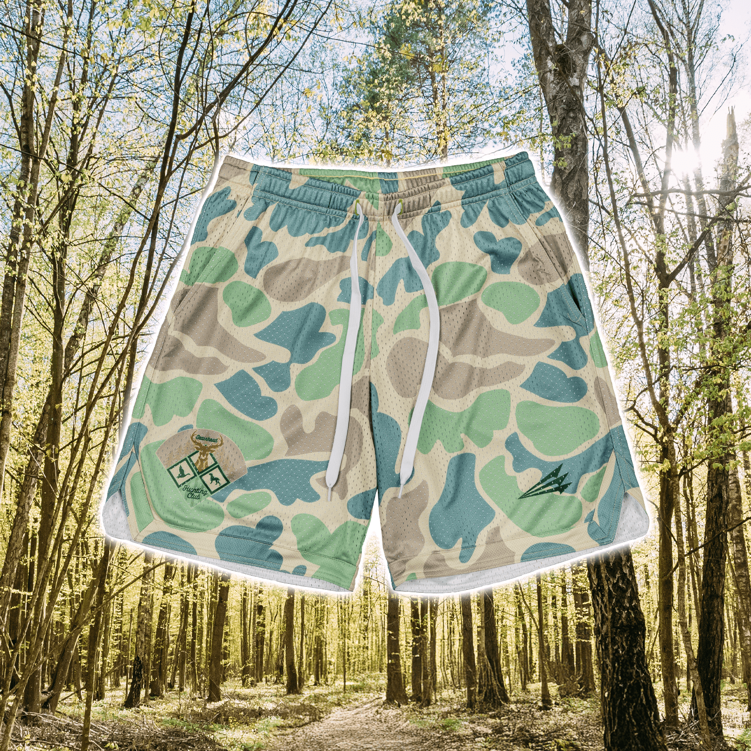 Collection of Seamhead Hunting Club Camo Mesh Lifestyle Baseball Shorts in a gallery layout