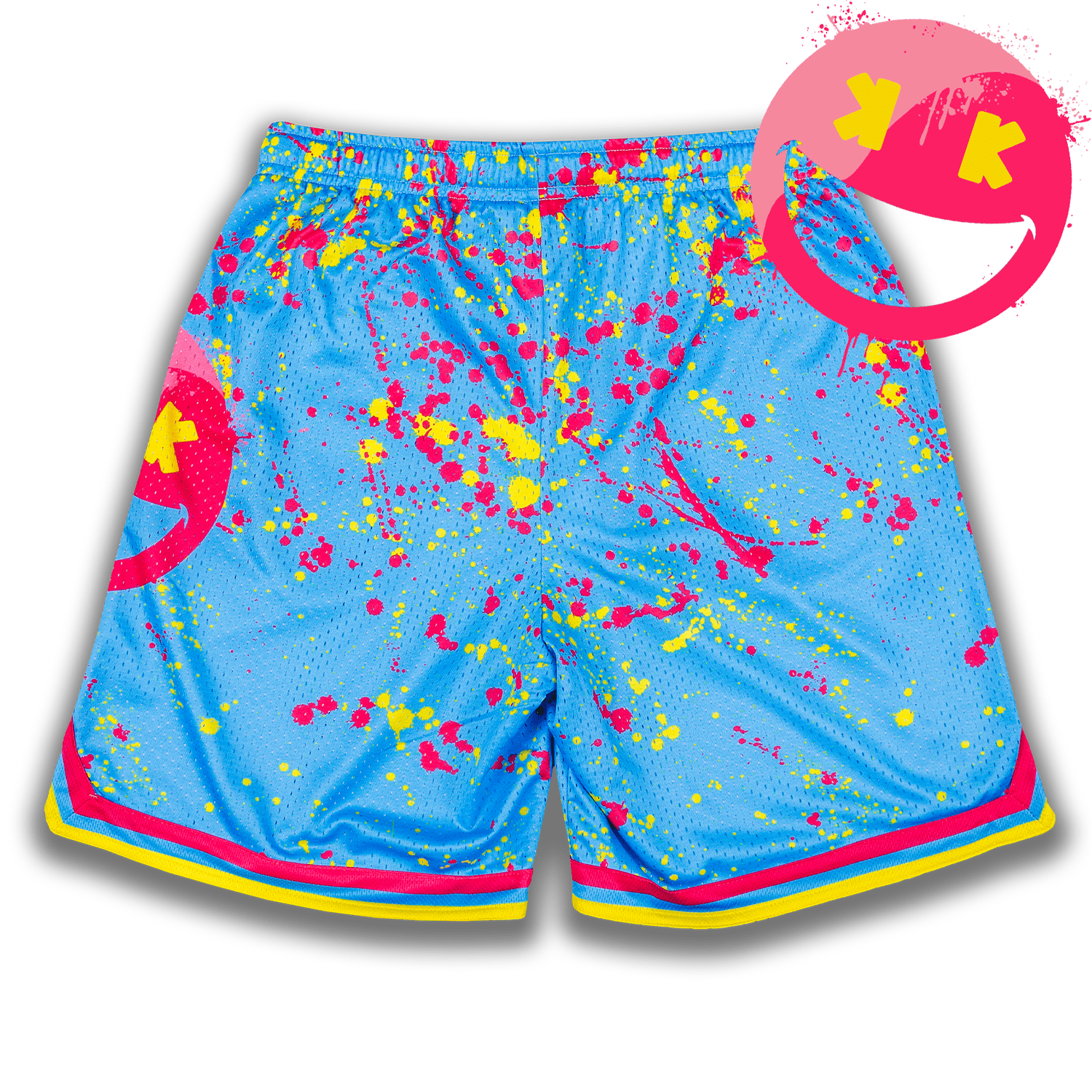 Collection of Smiley K Paint Splatter Mesh Lifestyle Baseball Shorts in a gallery layout