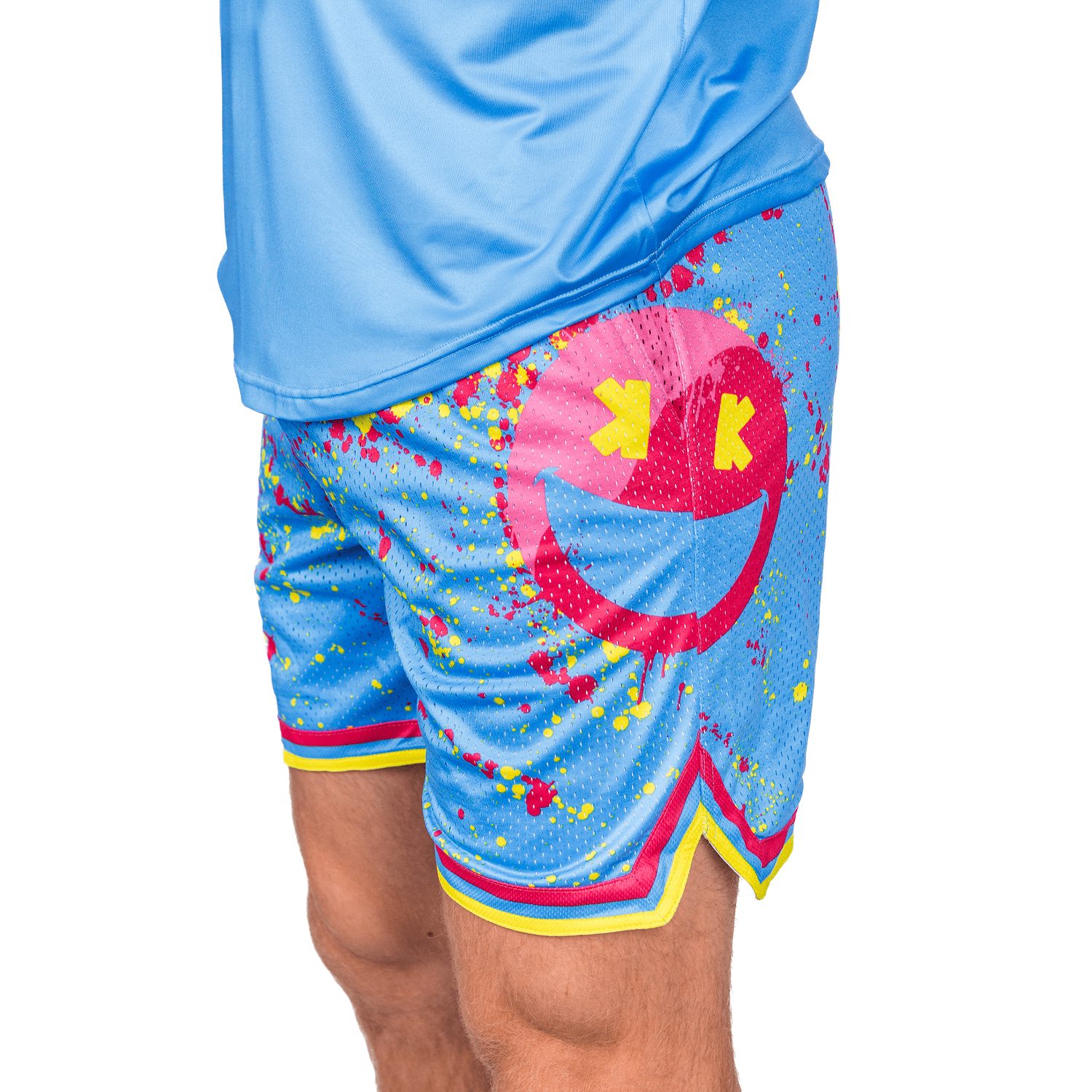 Collection of Smiley K Paint Splatter Mesh Lifestyle Baseball Shorts in a gallery layout