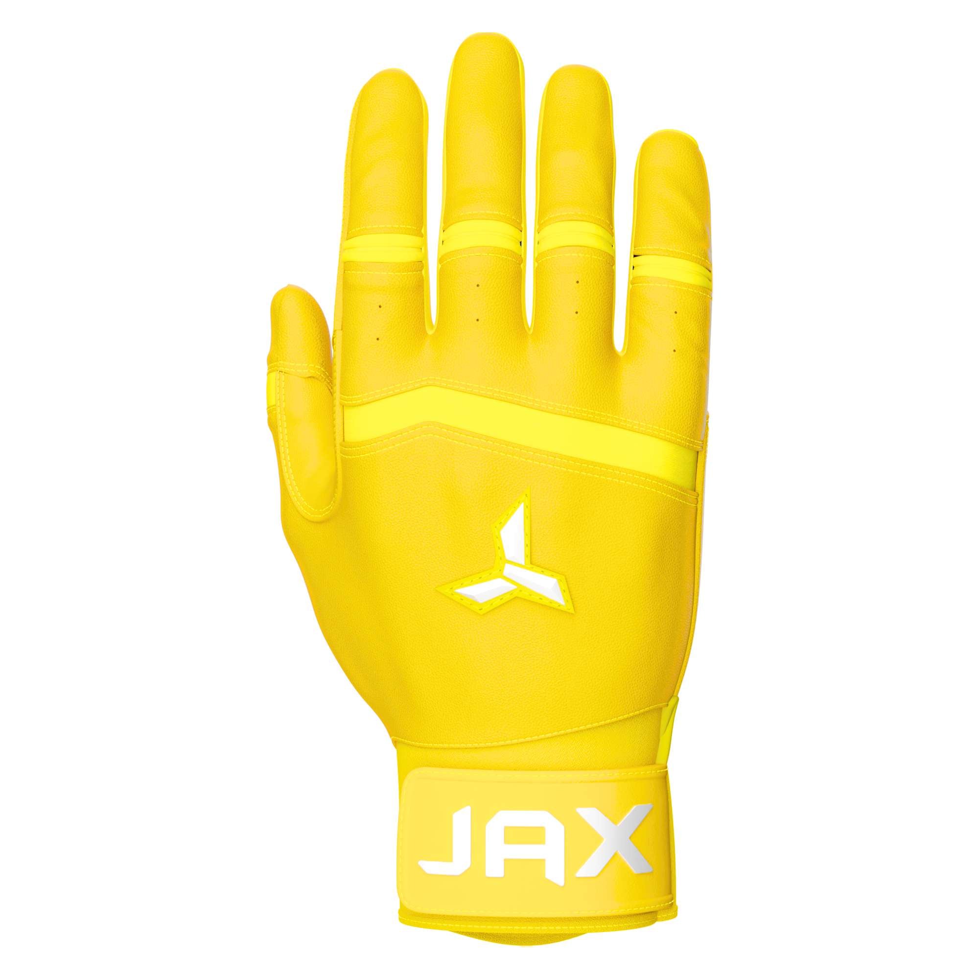 Collection of JAX Batting Gloves Standout Yellow Pro Cuff in a gallery layout