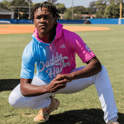 Collection of Person wearing a colorful sports jersey with 'Daddy Hates' on a baseball field in a gallery layout