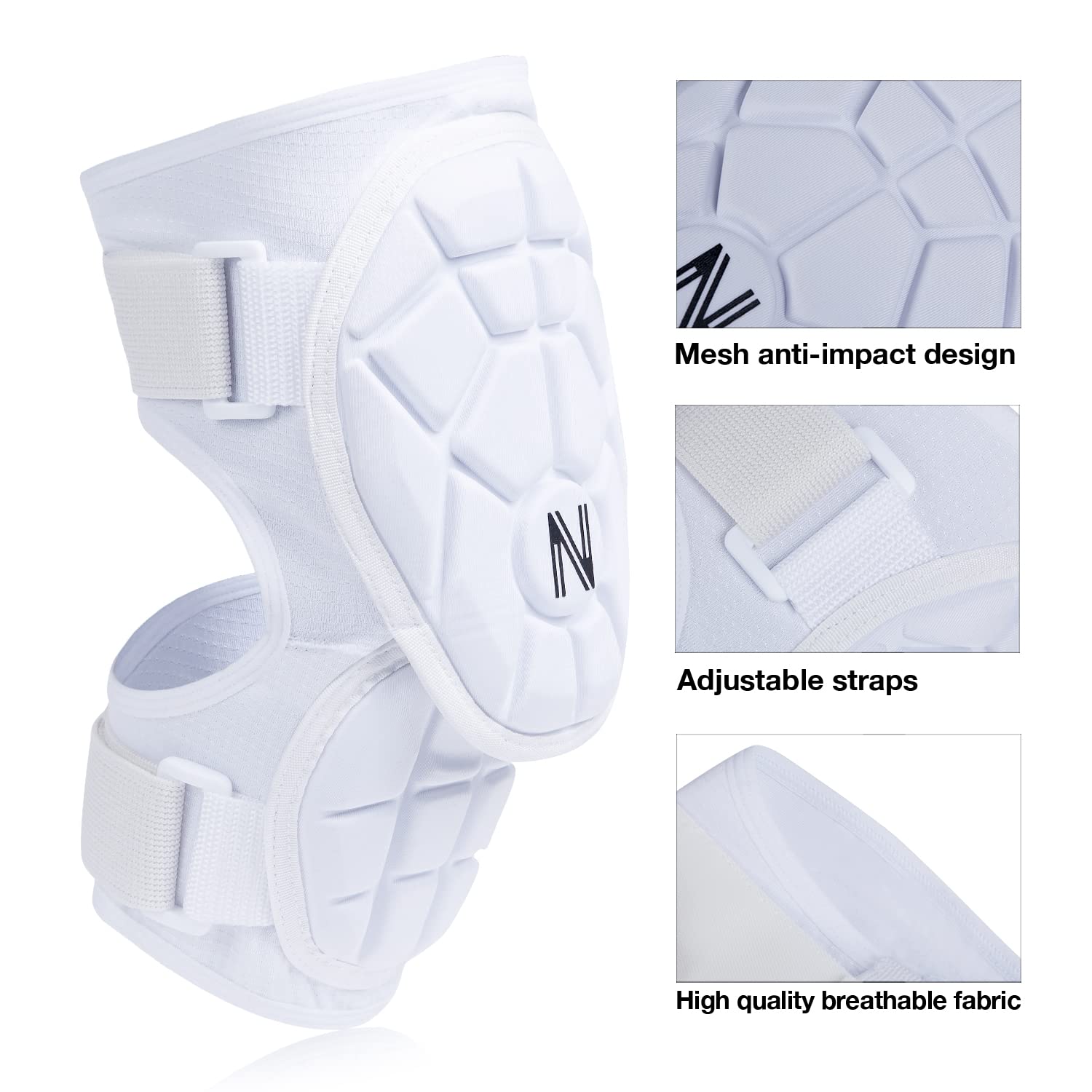 Collection of NURIBASE Baseball Batters Elbow Guard for Youth, Adult - Softball Elbow Guard for Youth, Adult - Elbow Guard for Baseball, Softball - White S/M in a gallery layout