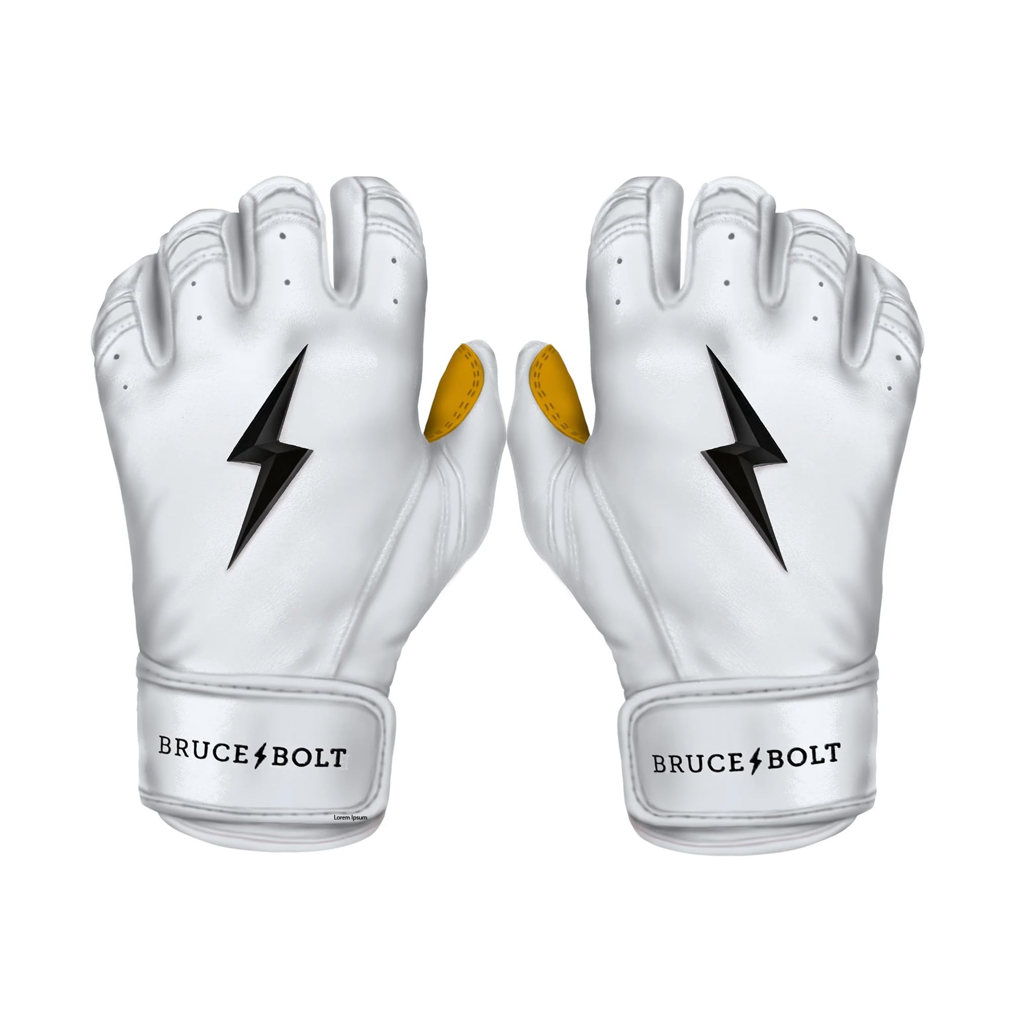 Collection of BRUCE BOLT Original Series Short Cuff White Batting Glove - White Youth Medium in a gallery layout