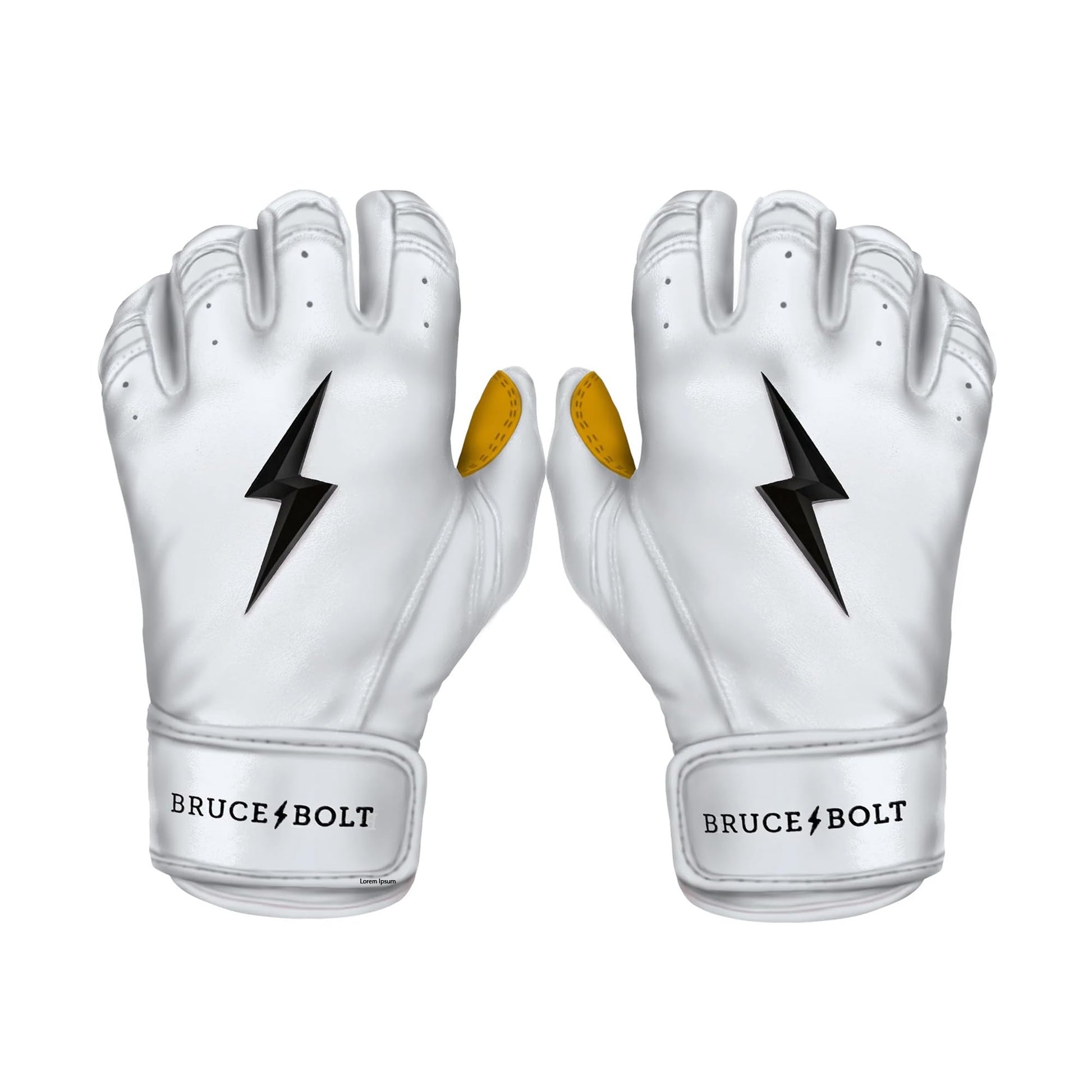 BRUCE BOLT Original Series Short Cuff White Batting Glove - White Youth Medium