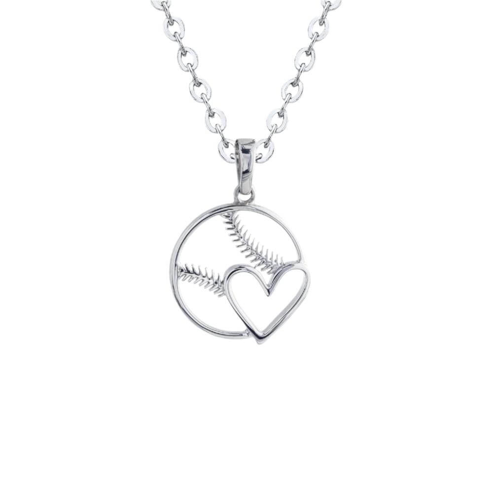 Collection of Baseball Heart Necklace in a gallery layout