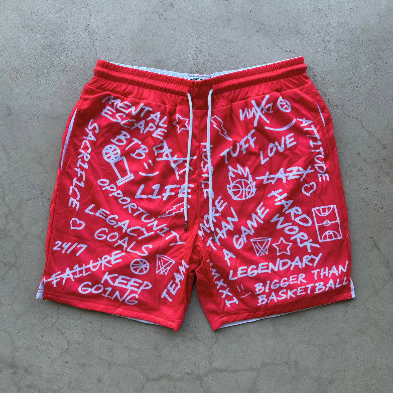 Collection of Emotions Red Basketball Shorts in a gallery layout