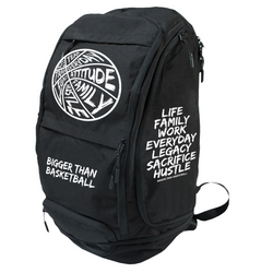 Collection of Black basketball backpack with white text and graphics on a white background in a gallery layout