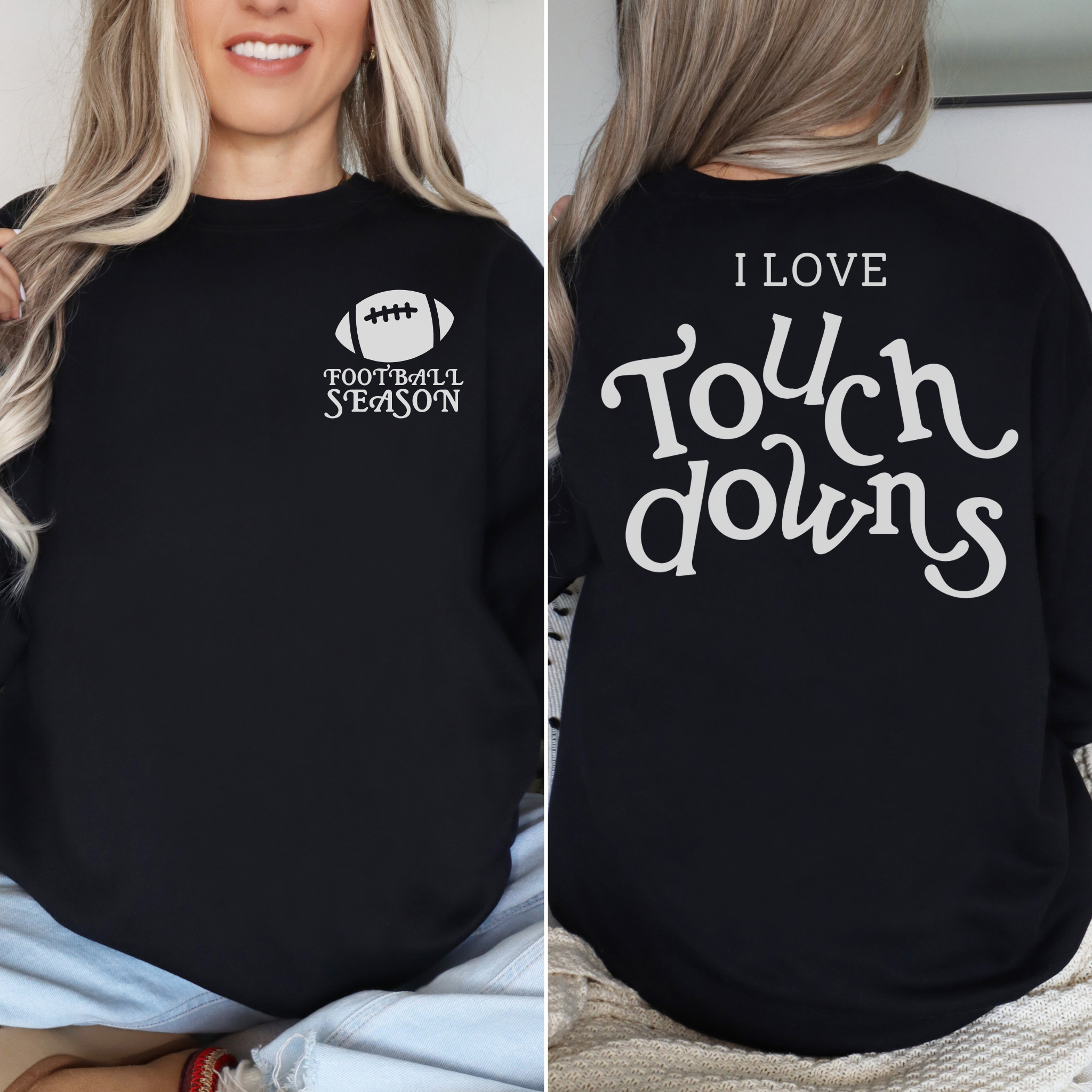 Collection of I Love Touchdowns Football Season Crewneck Sweatshirt in a gallery layout