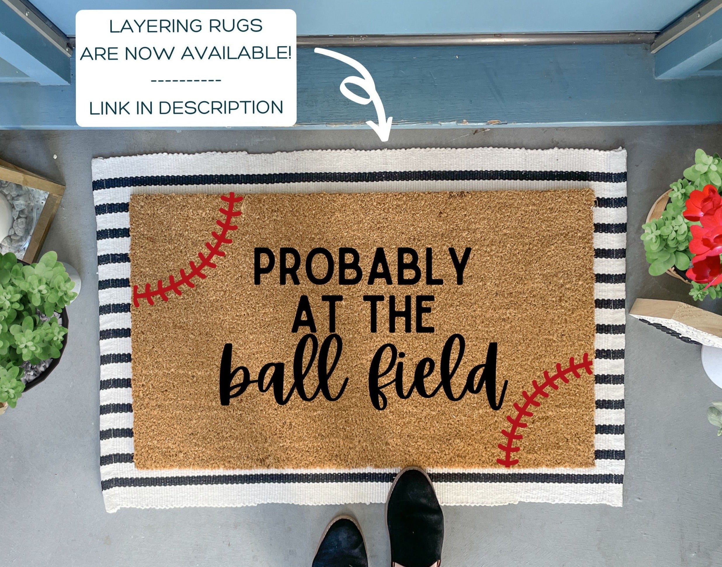 Collection of Probably at the Ball Field Baseball Doormat in a gallery layout