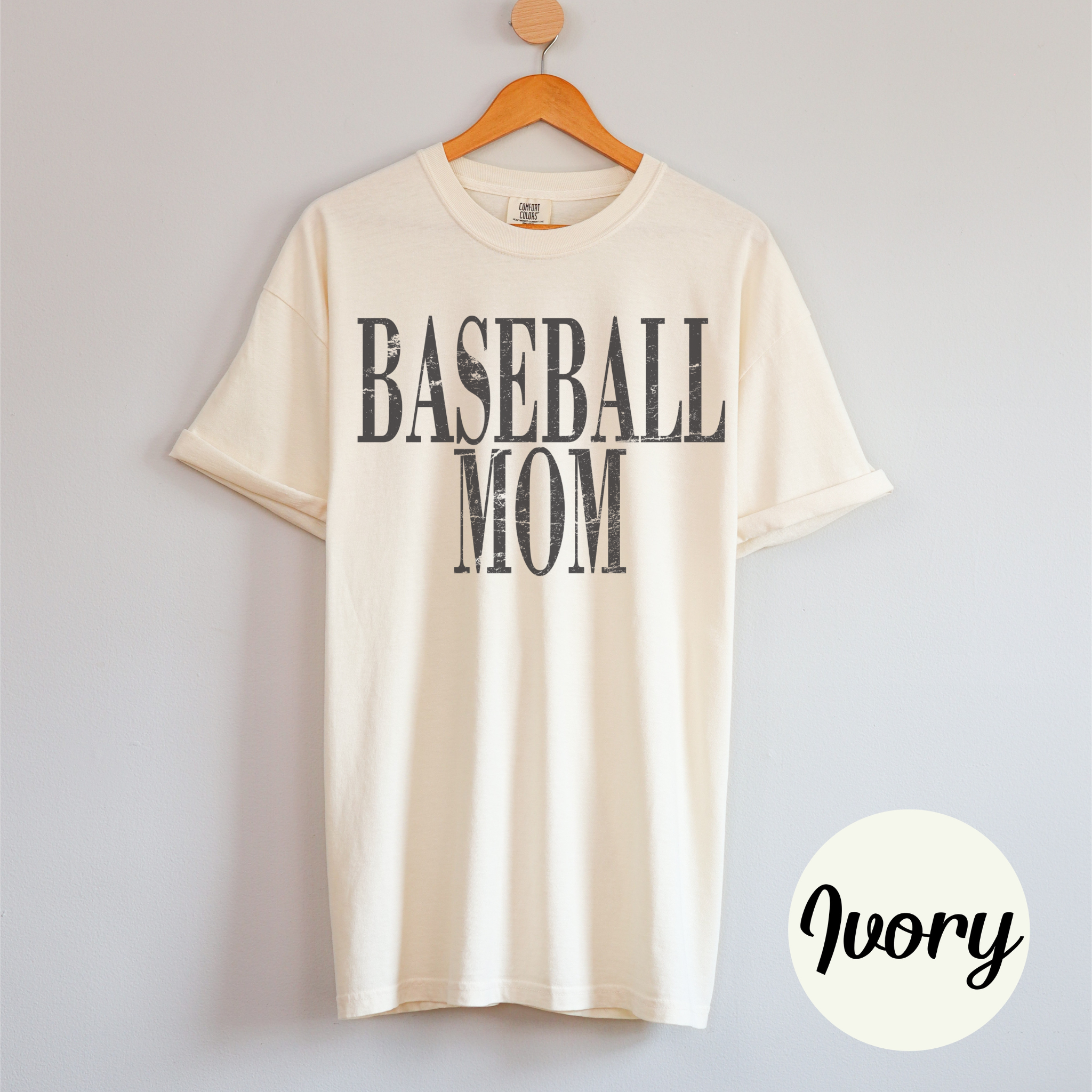 Collection of Distressed Baseball Mom Tee Shirt in a gallery layout