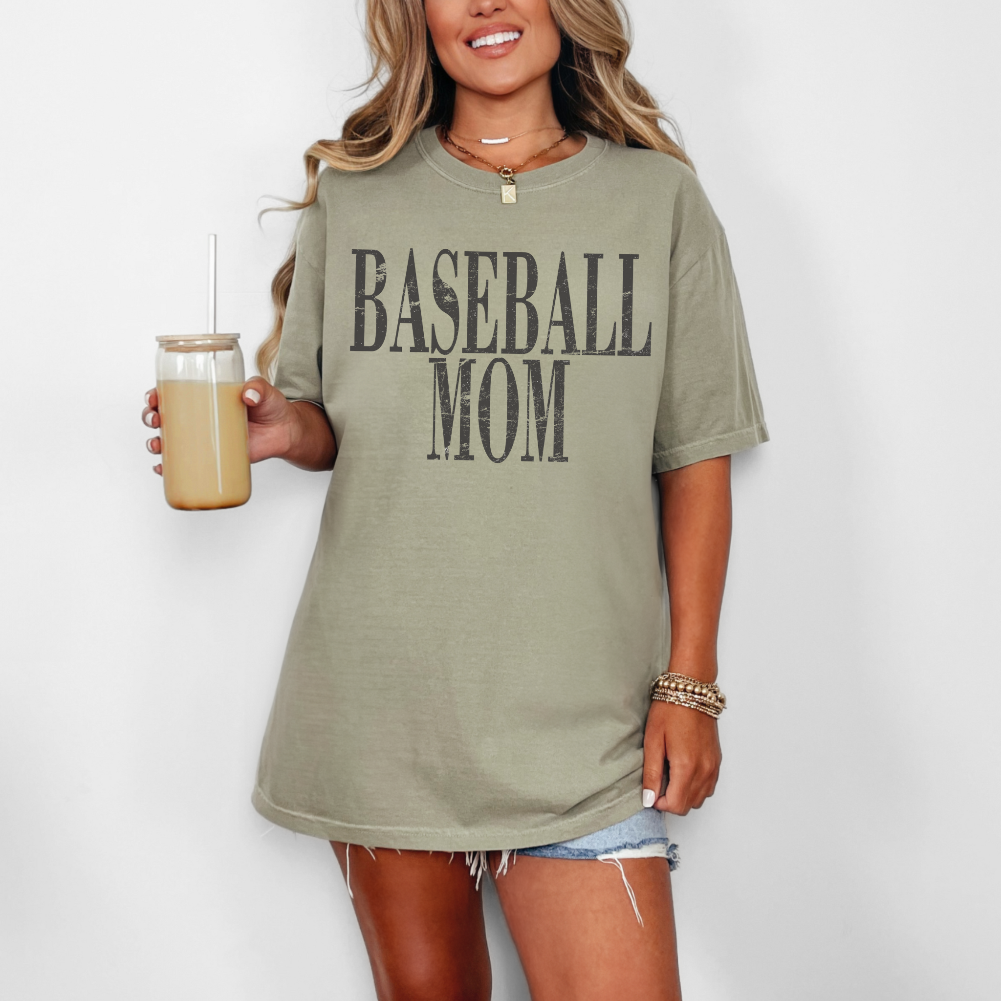Collection of Distressed Baseball Mom Tee Shirt in a gallery layout