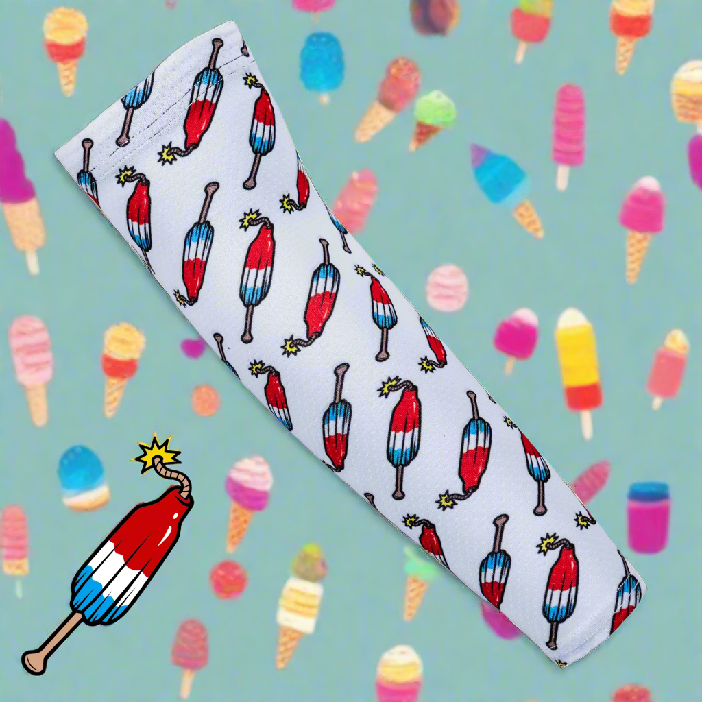 Collection of Patterned fabric with ice cream cone design on a colorful background in a gallery layout