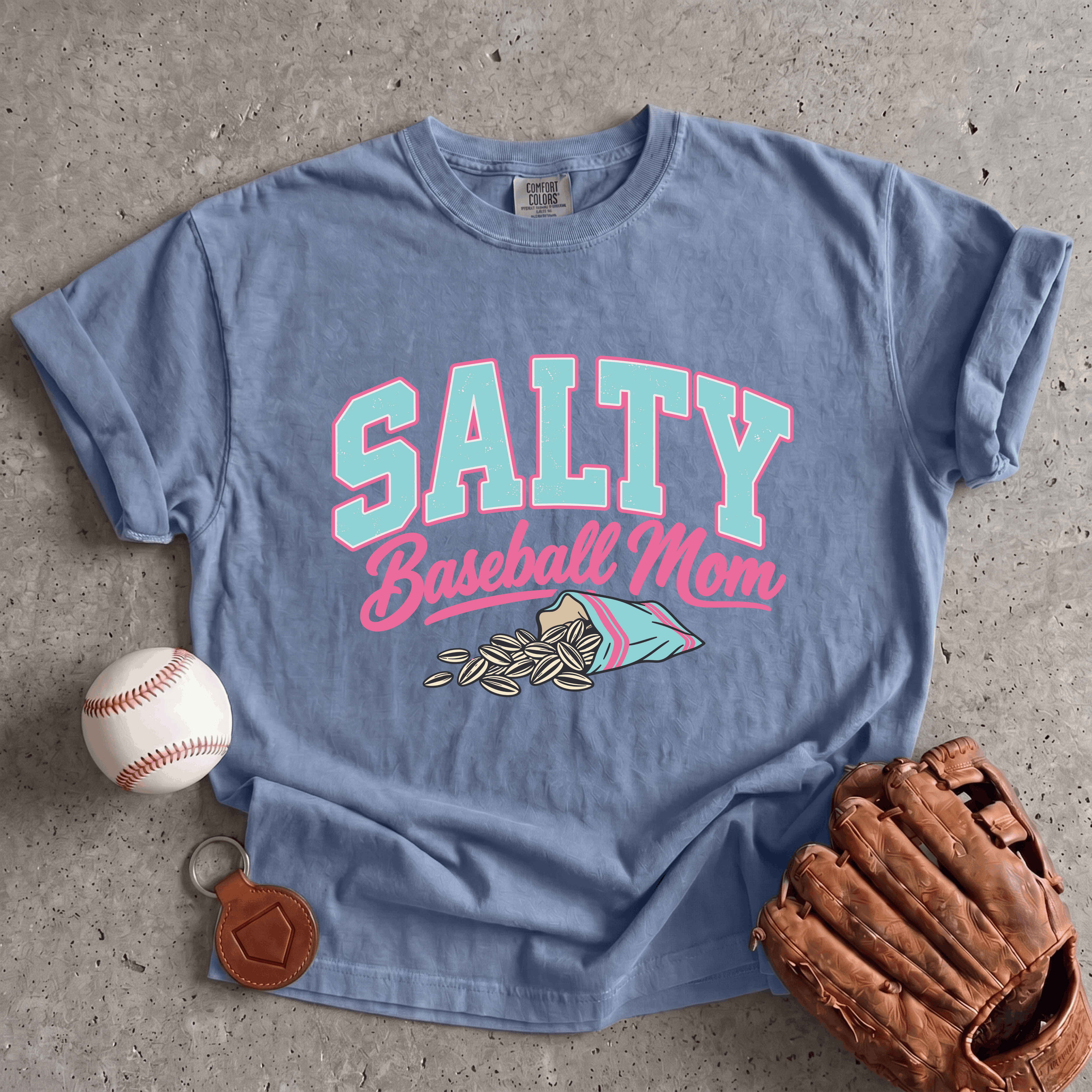 Collection of Salty Baseball Mom T-Shirt in a gallery layout