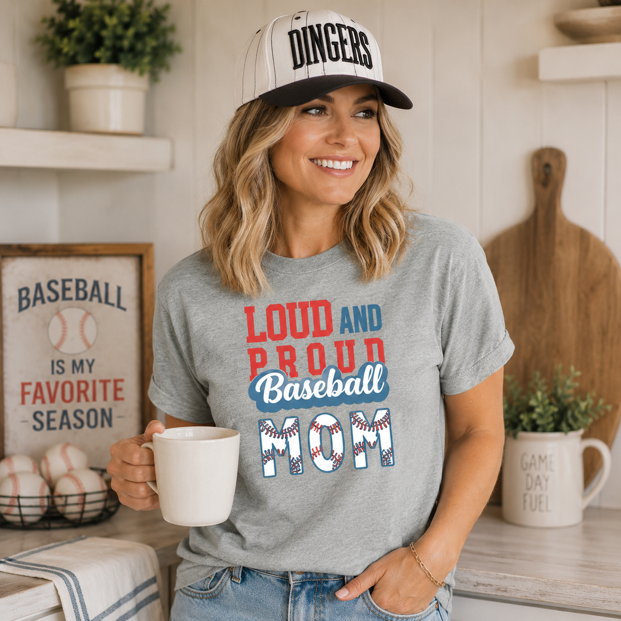 Collection of Loud And Proud Baseball Mom T-Shirt in a gallery layout