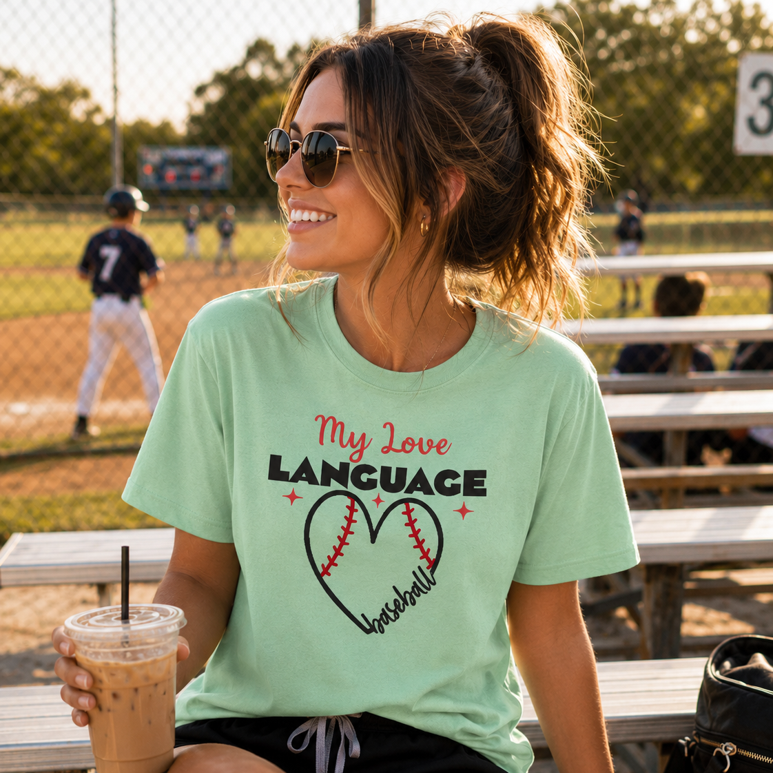 Baseball Mom Shirt — Baseball Heart Script Graphic Tee
