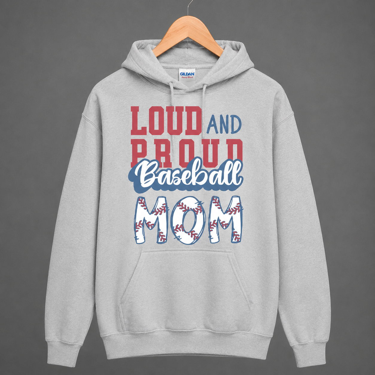 Collection of Loud and Proud Baseball Mom Hoodie in a gallery layout