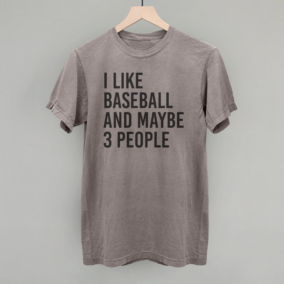 Collection of I Like Baseball and Maybe 3 People baseball crewneck grey in a gallery layout