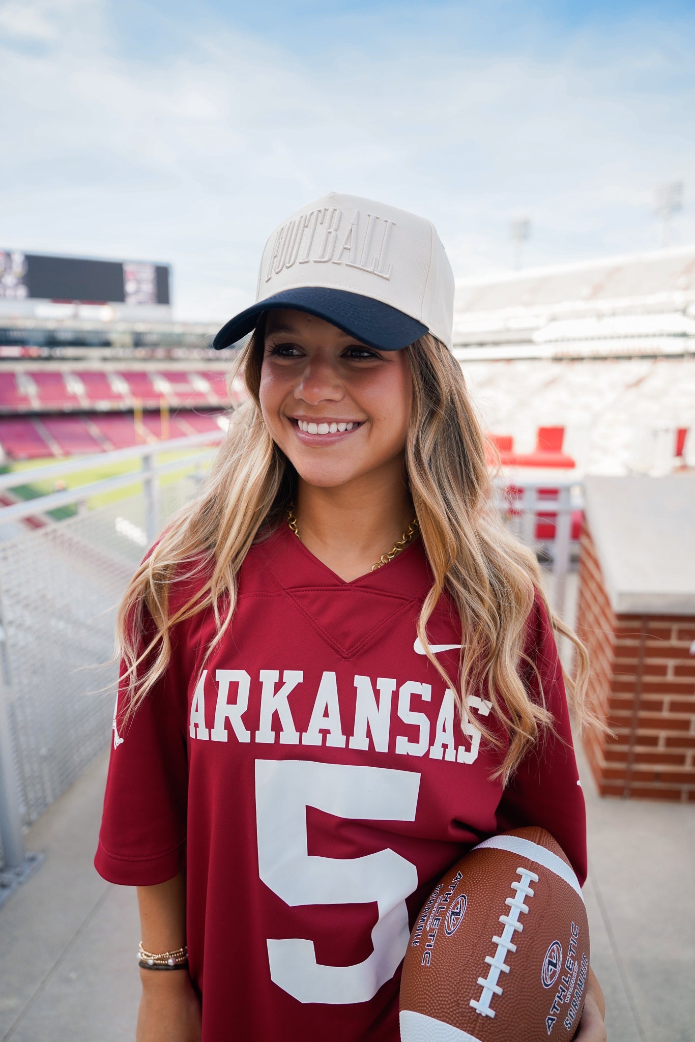 Collection of Football Trucker Hat | Neutral Vintage Puff Embroidery Snapback in a gallery layout