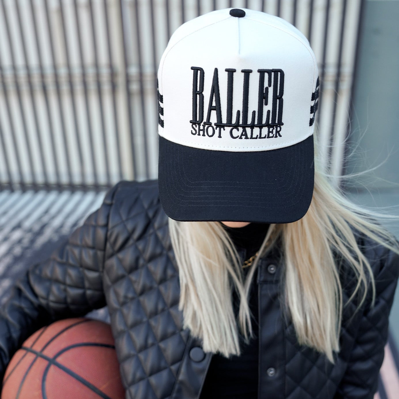 Baller Shot Caller Hat | Black Vintage Basketball Trucker