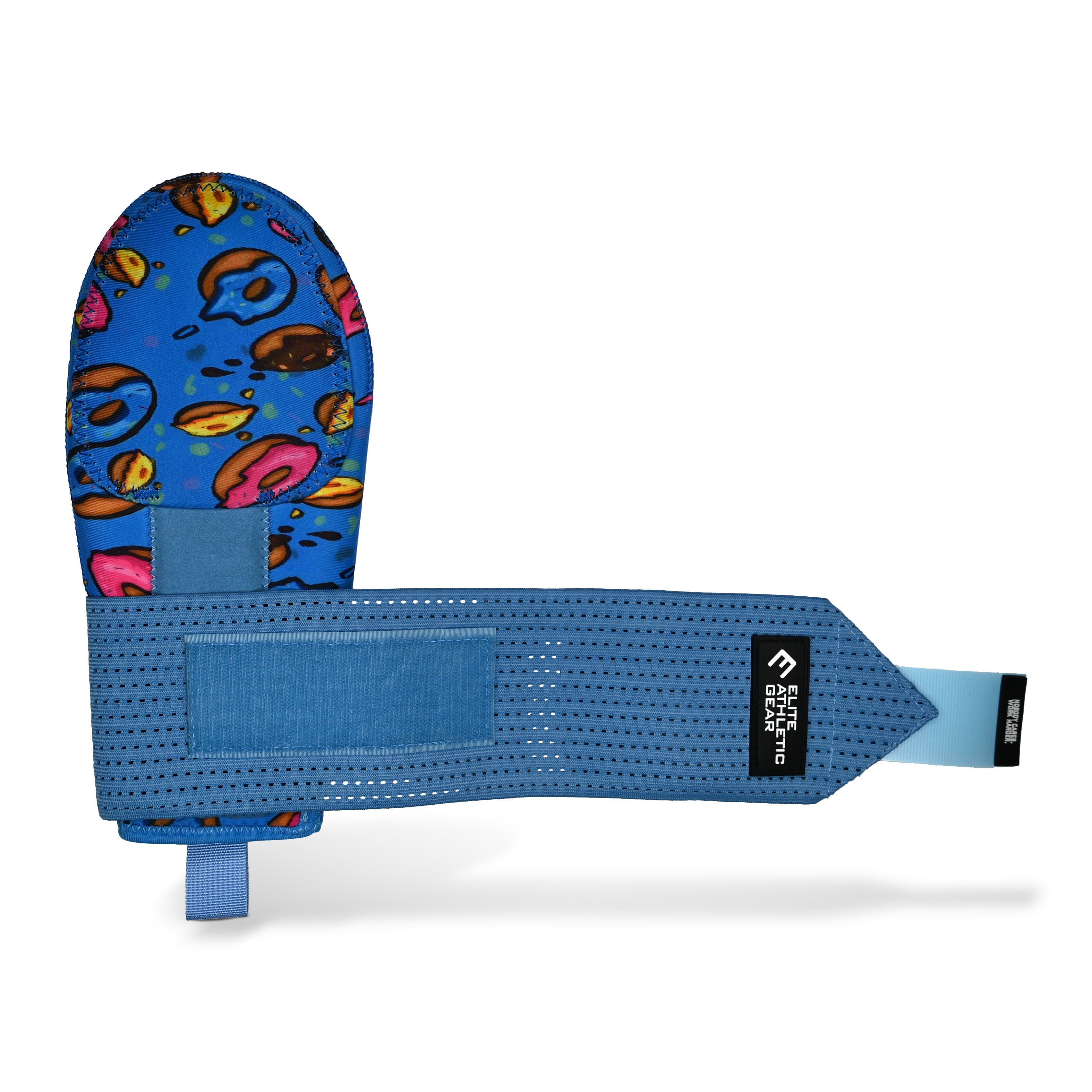 Collection of Blue oven mitt with colorful emoji pattern on a white background in a gallery layout