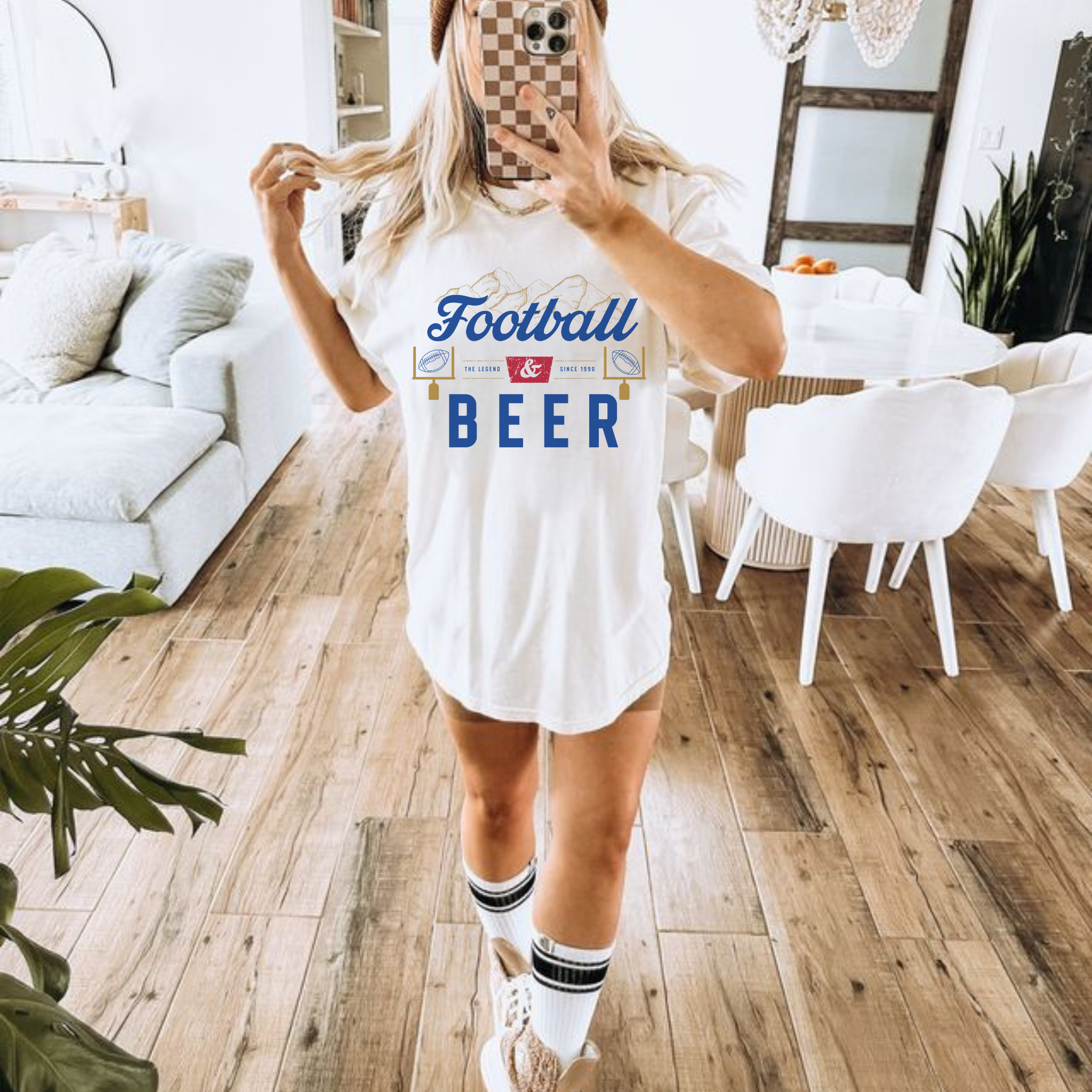Collection of Football + Beer T Shirt in a gallery layout