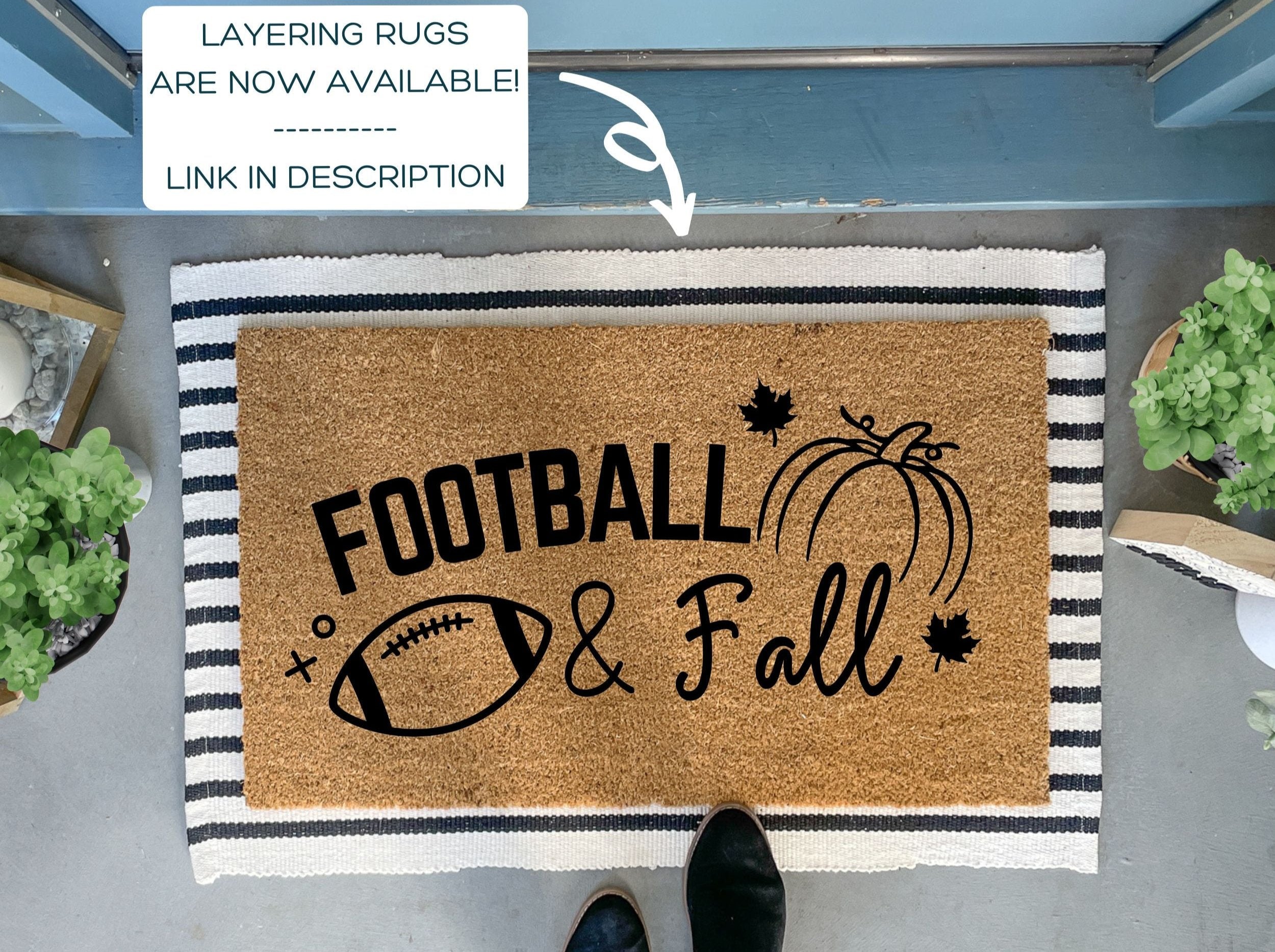 Collection of Football and Fall Outdoor Doormat in a gallery layout