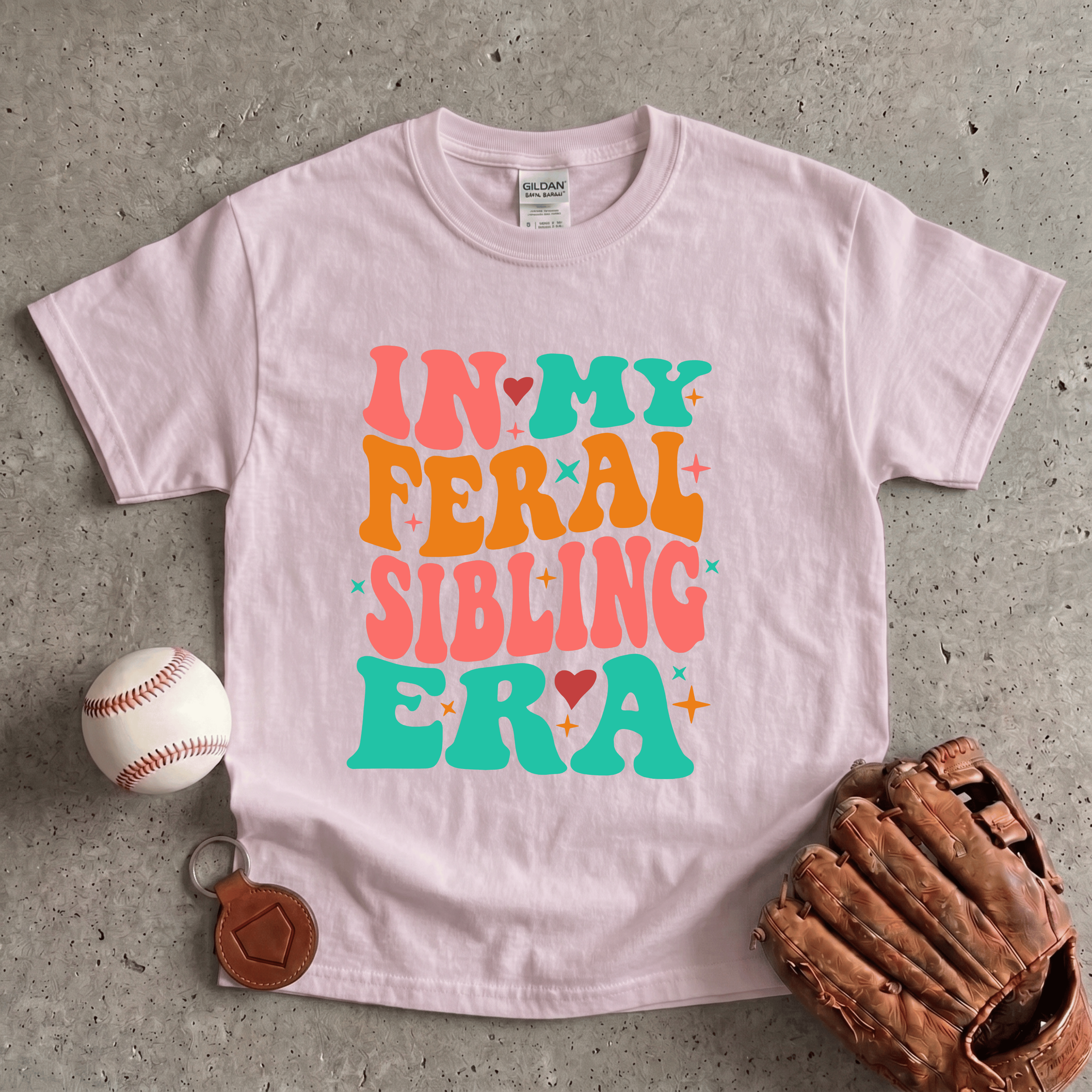 Collection of In My Feral Sibling Era Youth Baseball T-Shirt in a gallery layout
