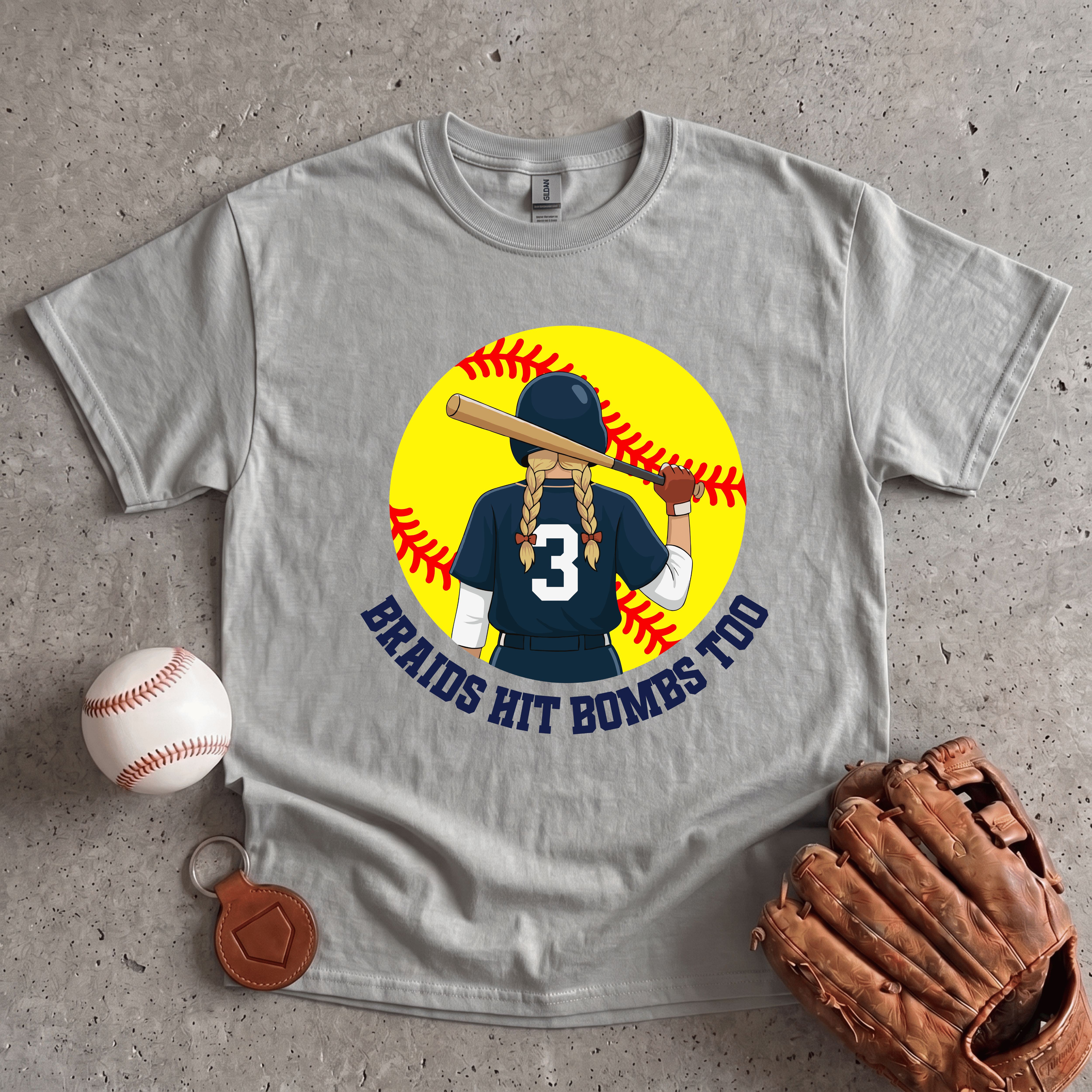 Collection of Braids Hit Bombs Too Softball T-Shirt in a gallery layout
