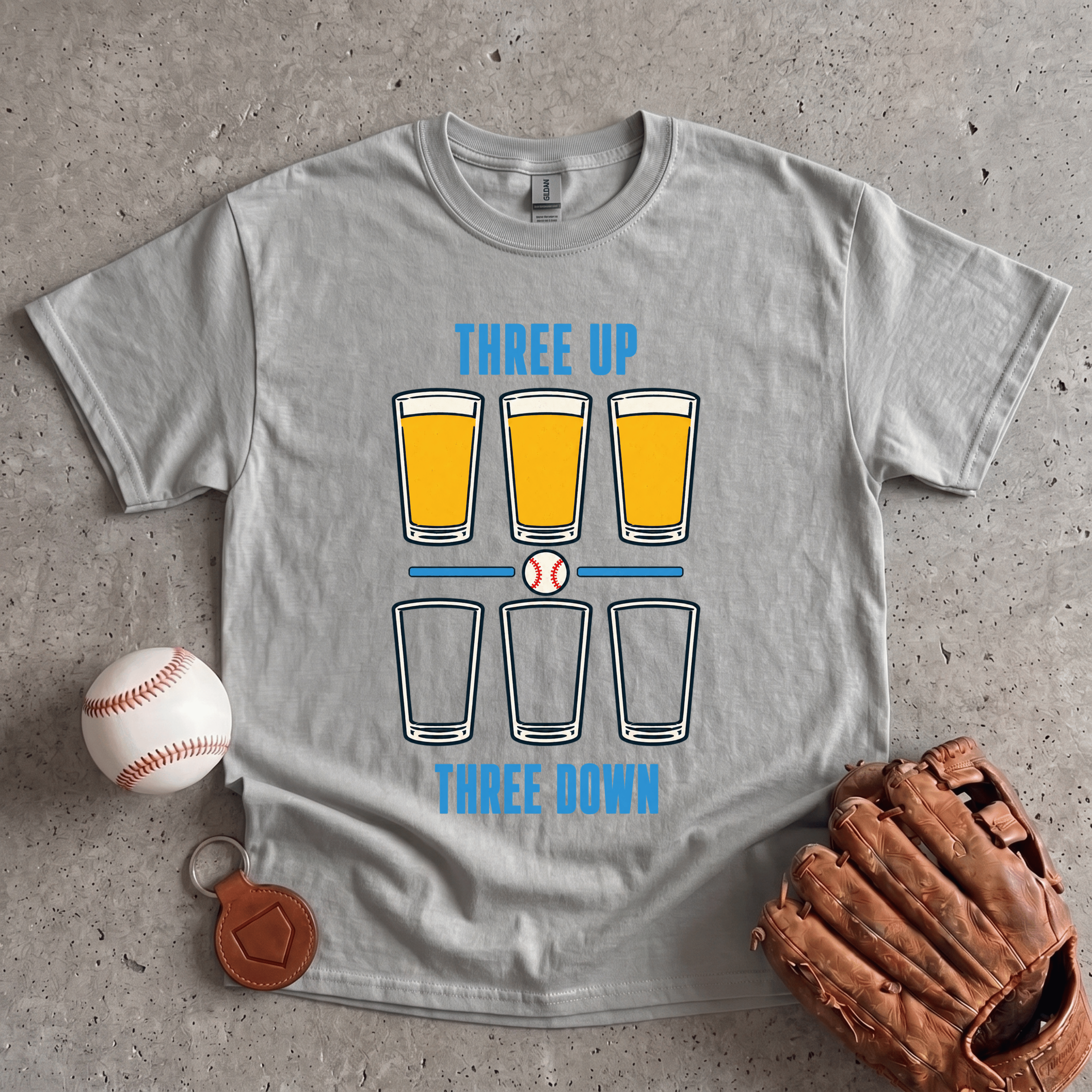Collection of Three Up Three Down Beer T-Shirt in a gallery layout