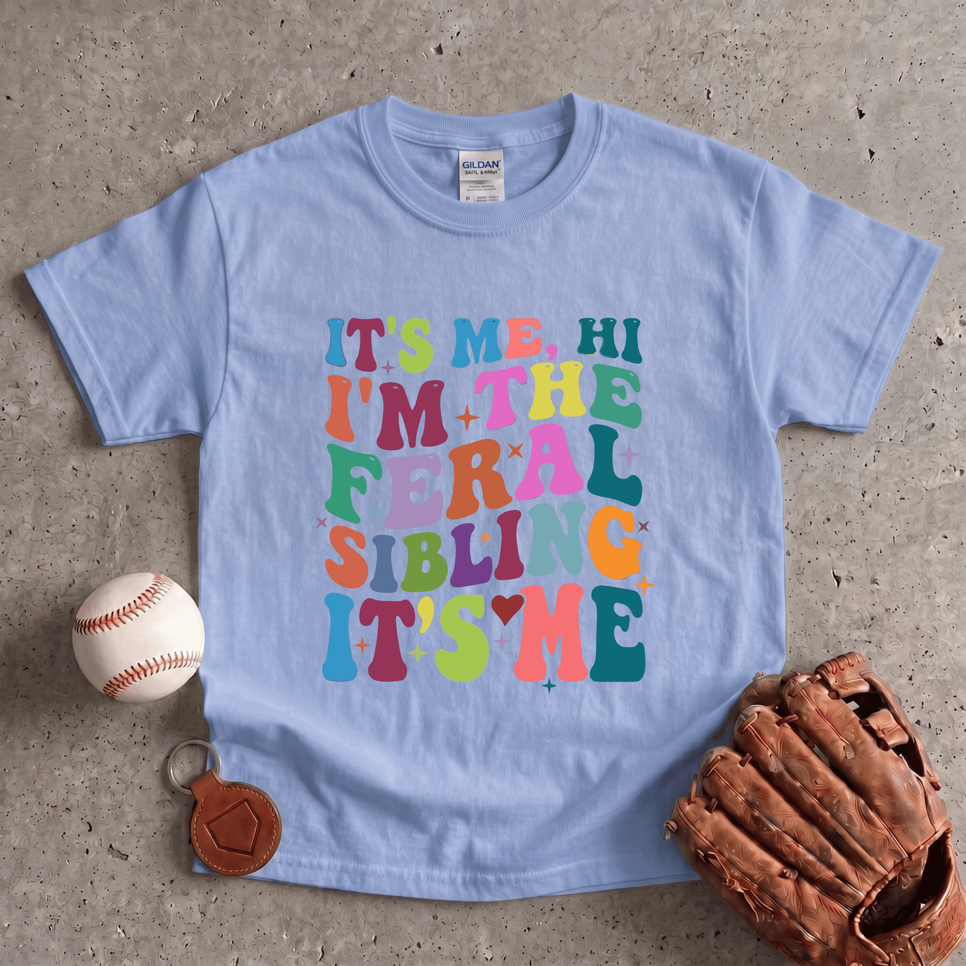 It's Me Hi I'm the Feral Sibling Youth Baseball T-Shirt