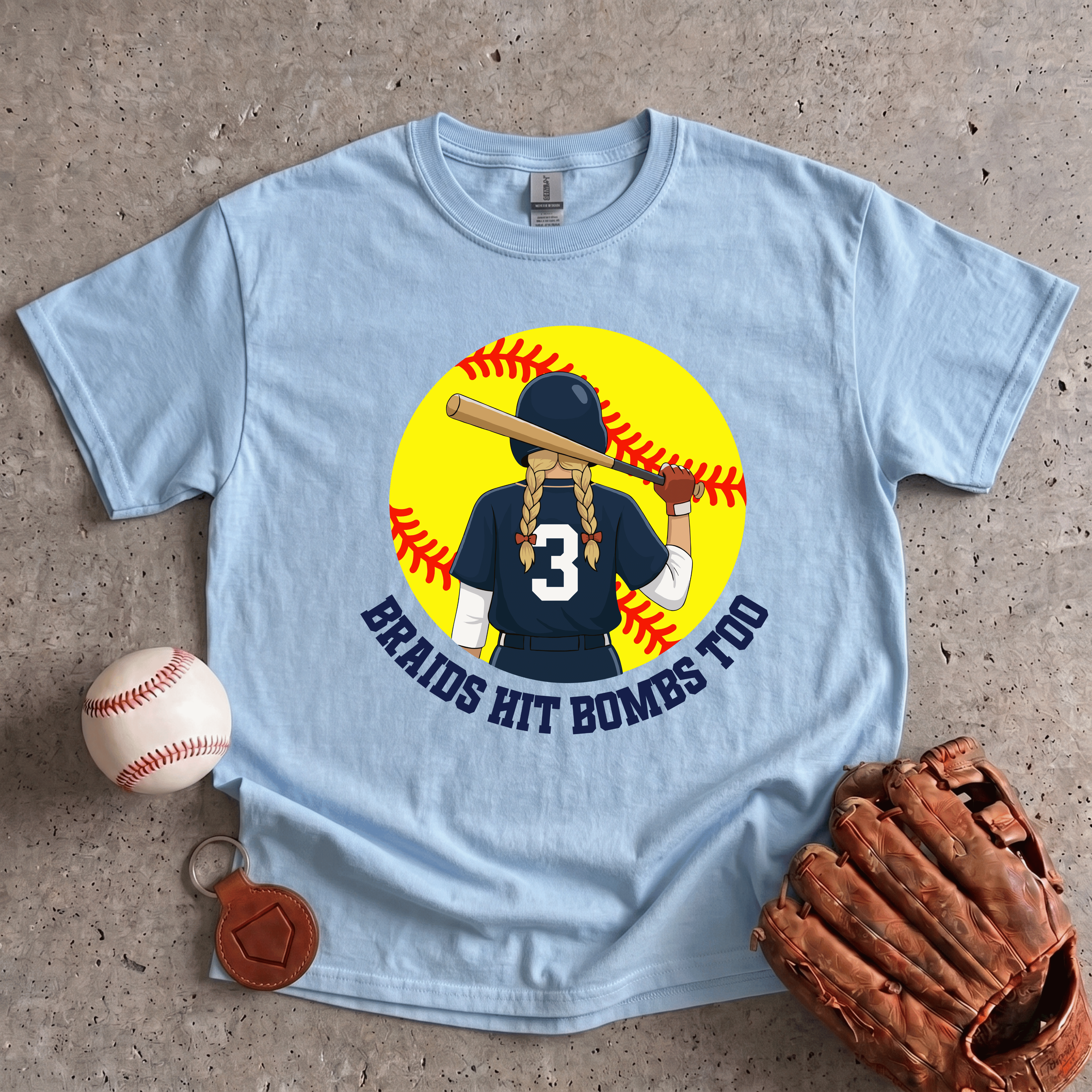 Collection of Braids Hit Bombs Too Softball T-Shirt in a gallery layout