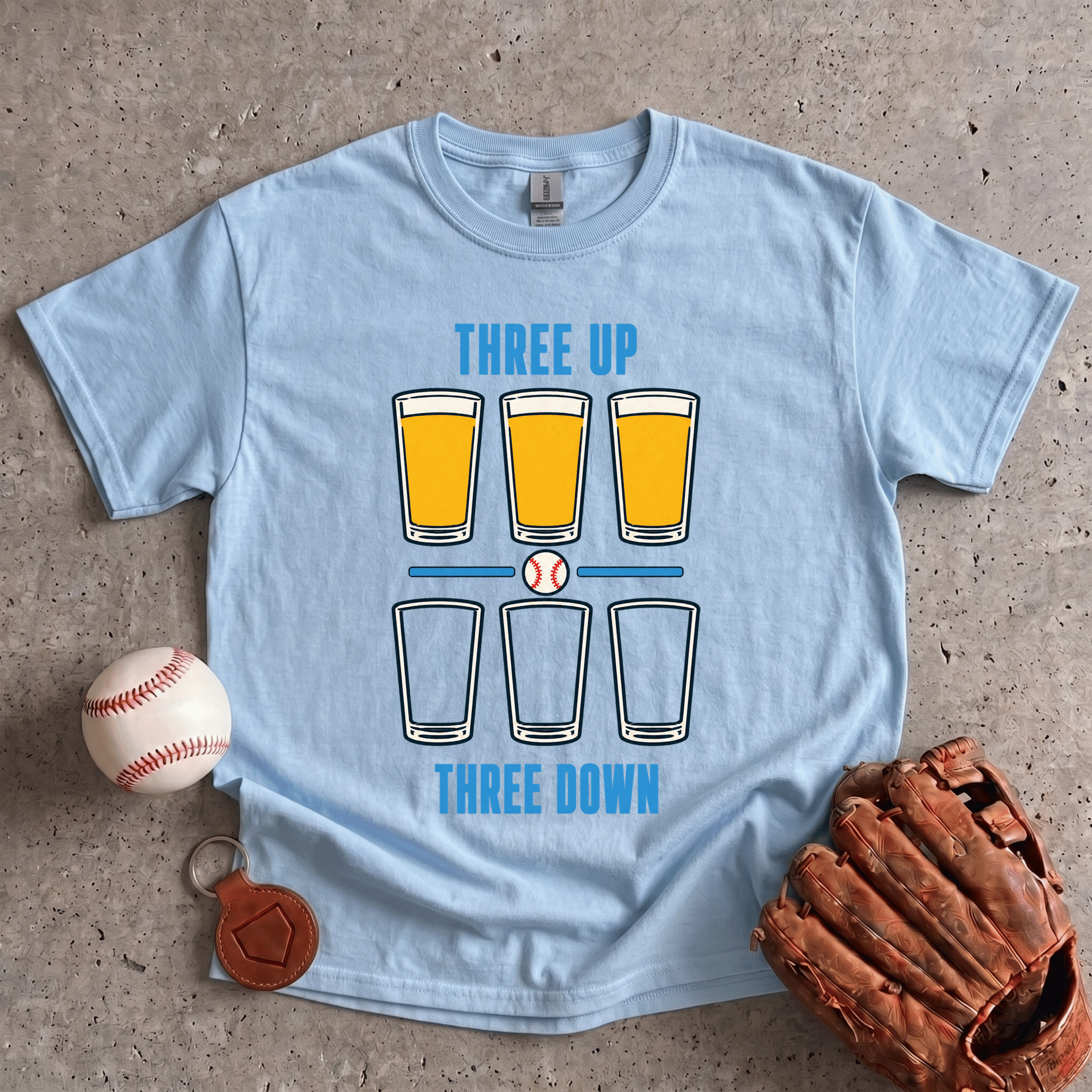 Collection of Three Up Three Down Beer T-Shirt in a gallery layout