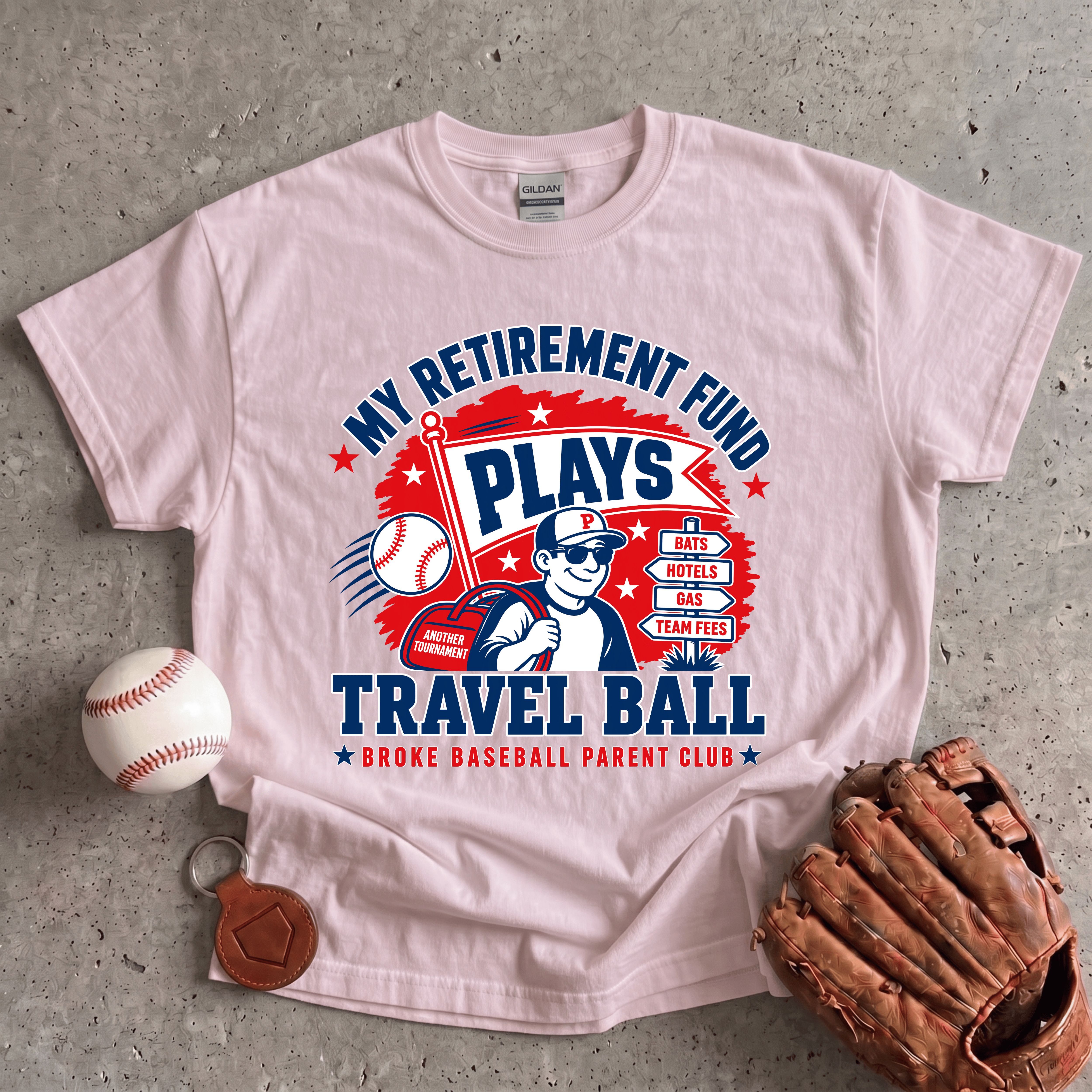 Collection of Retirement Fund Plays Travel Ball T-Shirt in a gallery layout