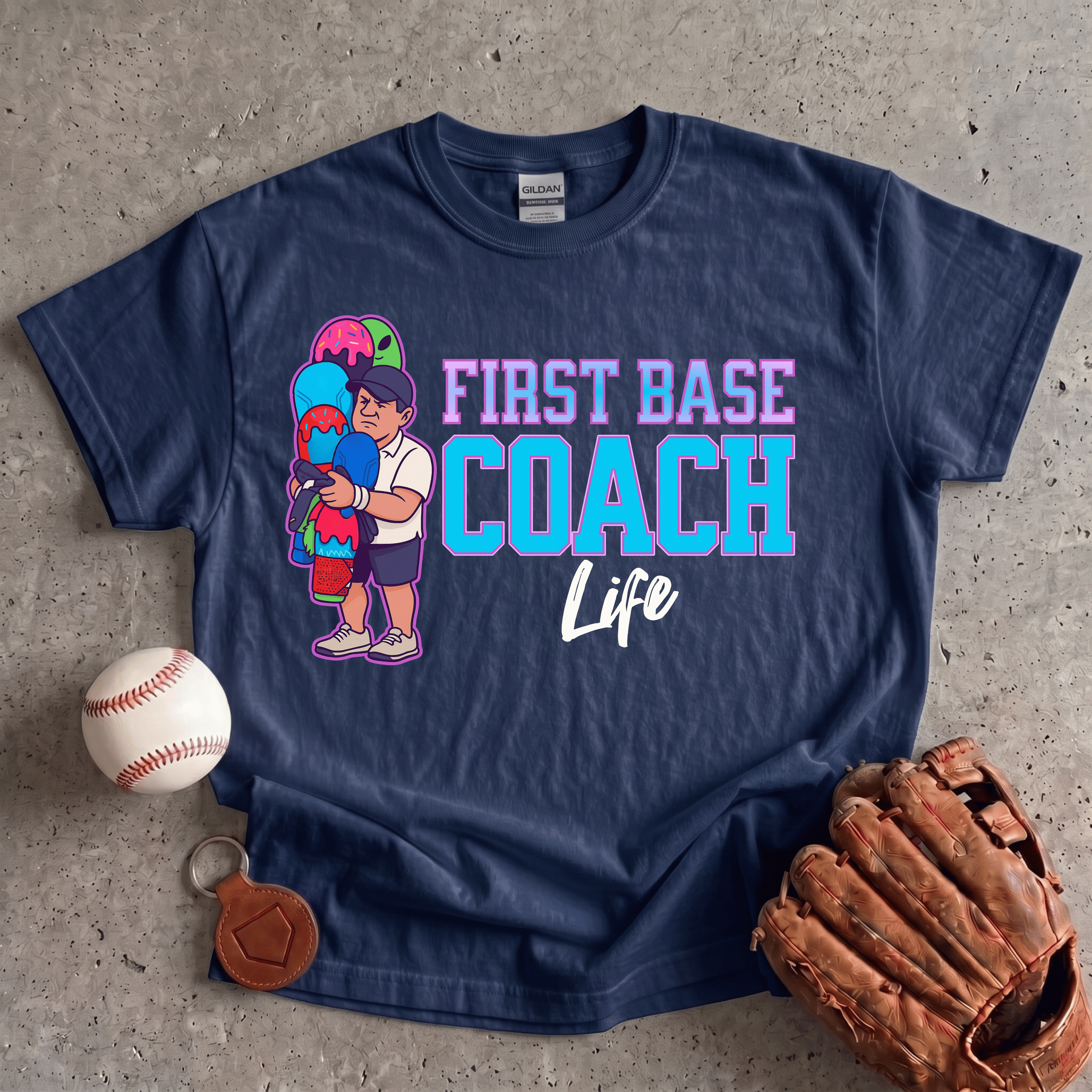 Collection of First Base Coach T-Shirt in a gallery layout
