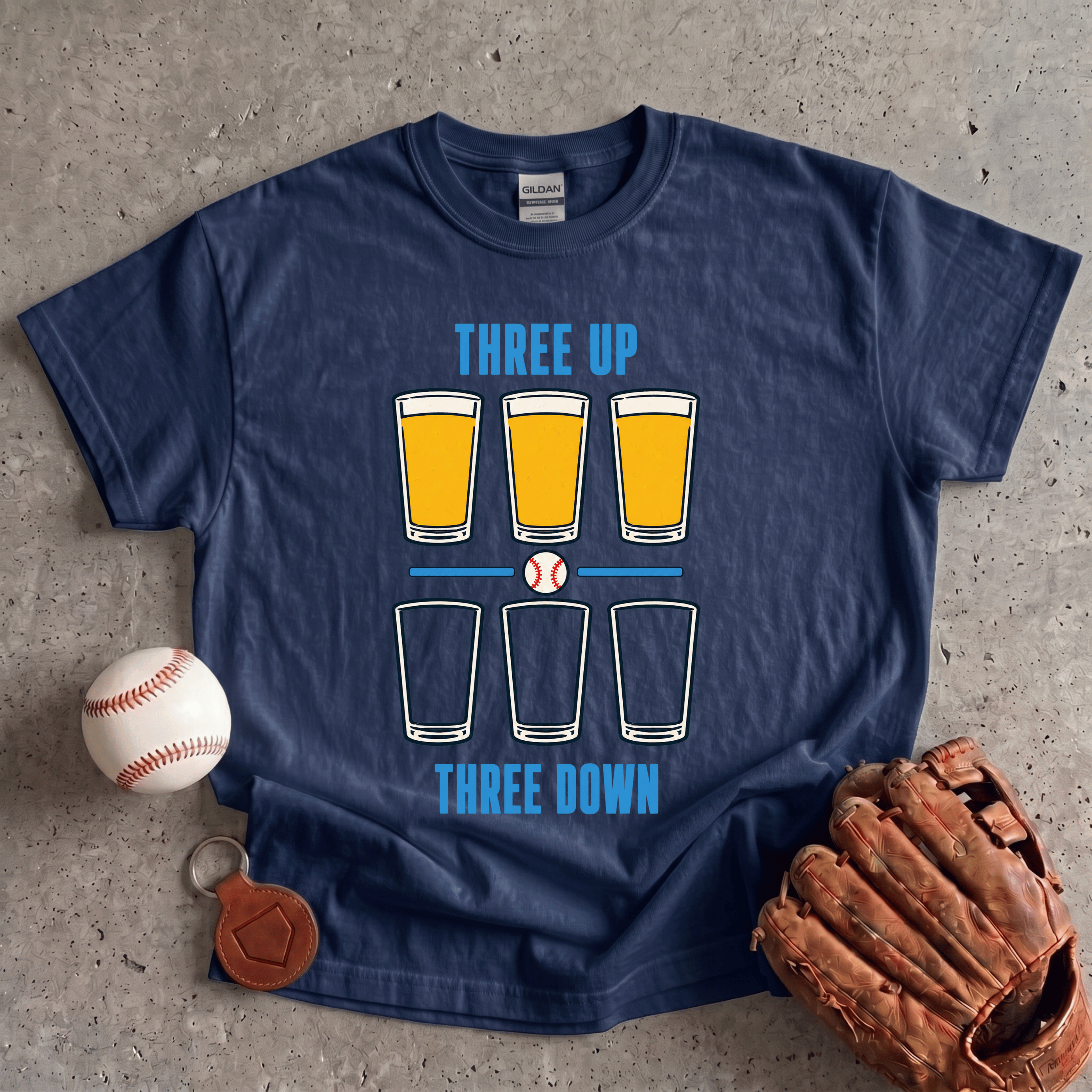 Collection of Three Up Three Down Beer T-Shirt in a gallery layout