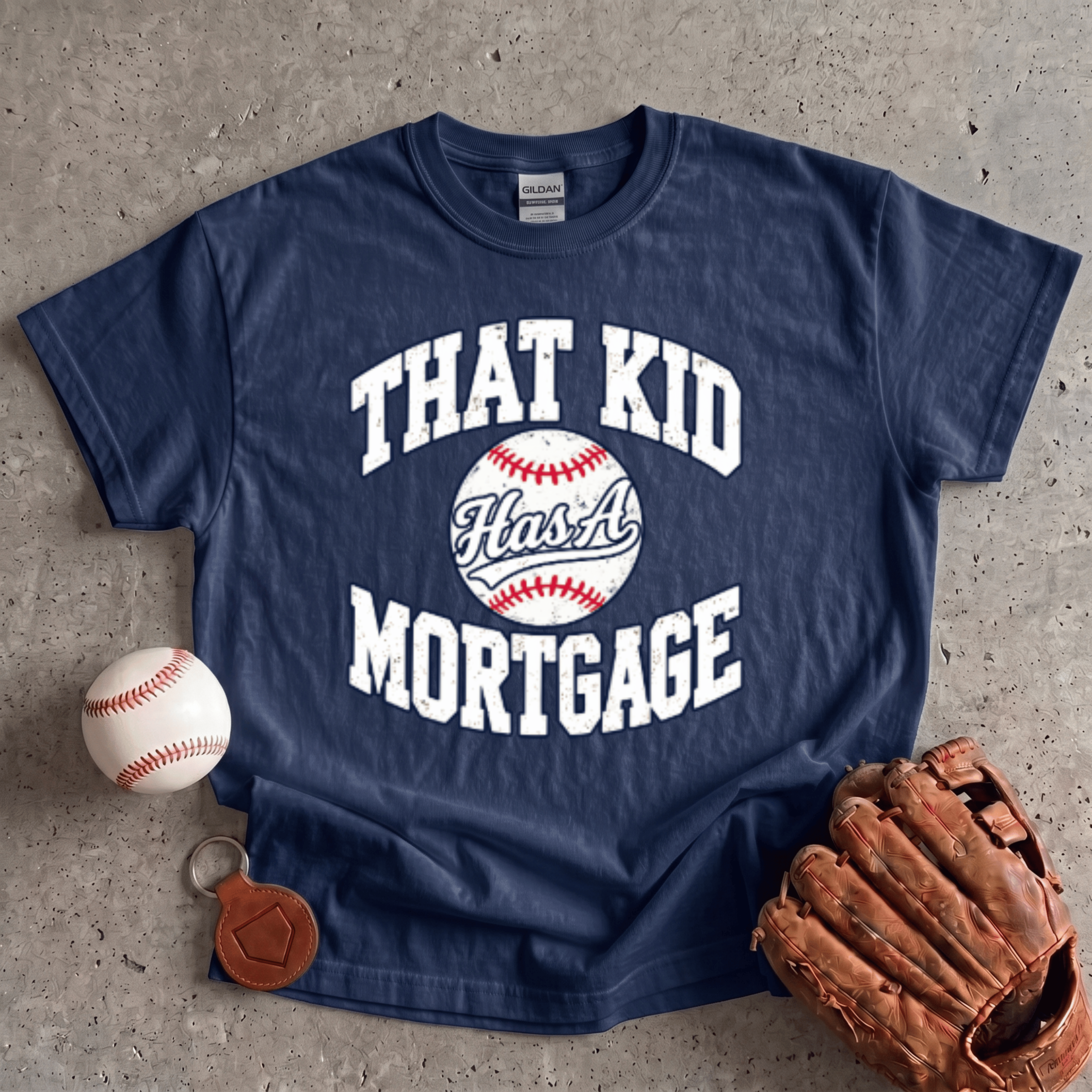 Collection of That Kid Has a Mortgage baseball shirt – funny baseball parent tee in a gallery layout