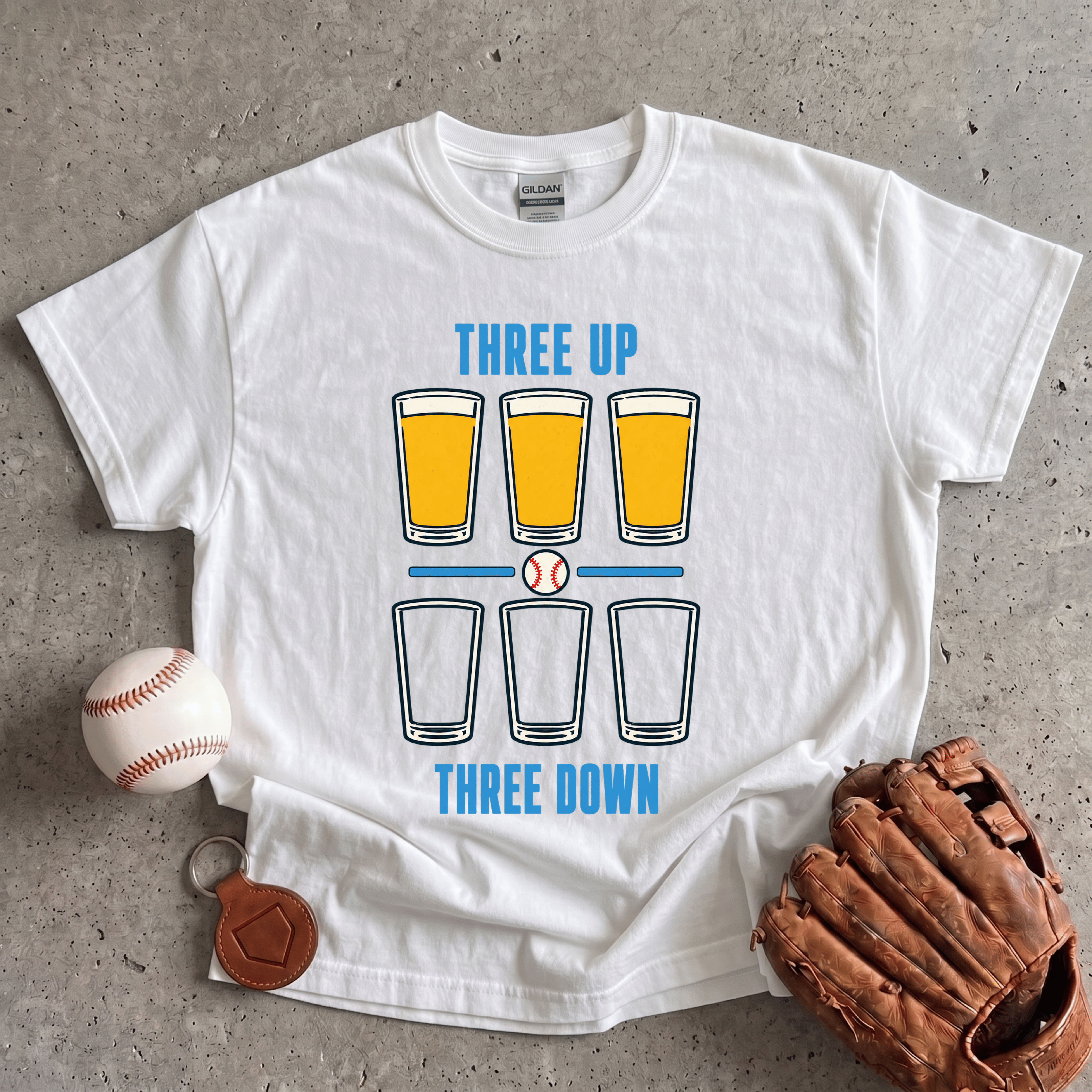 Collection of Three Up Three Down Beer T-Shirt in a gallery layout