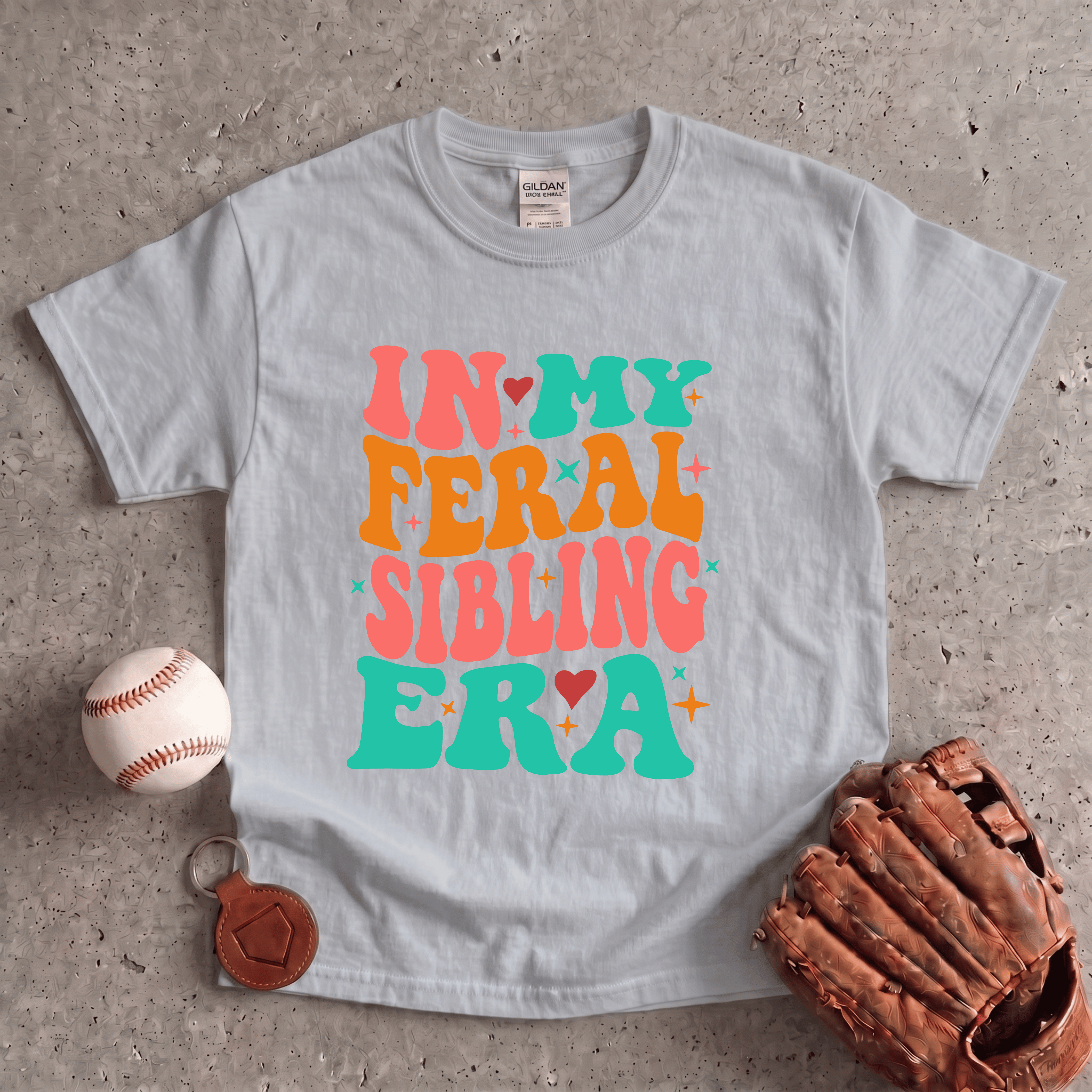 Collection of In My Feral Sibling Era Youth Baseball T-Shirt in a gallery layout