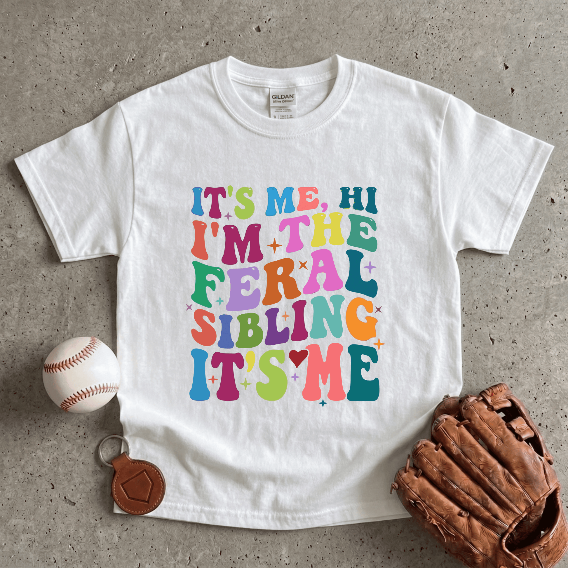 It's Me Hi I'm the Feral Sibling Youth Baseball T-Shirt