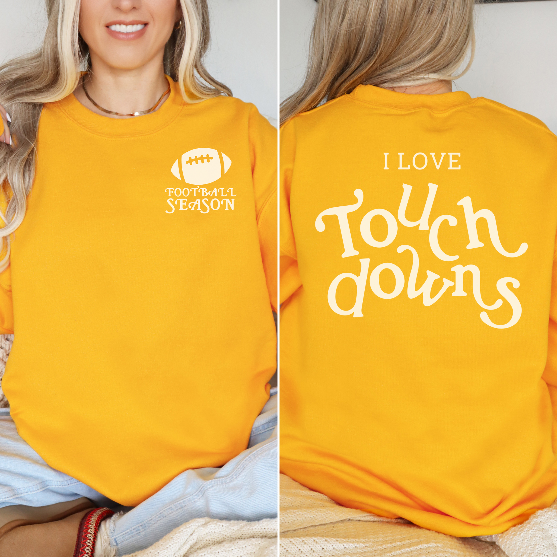 I Love Touchdowns Football Season Crewneck Sweatshirt