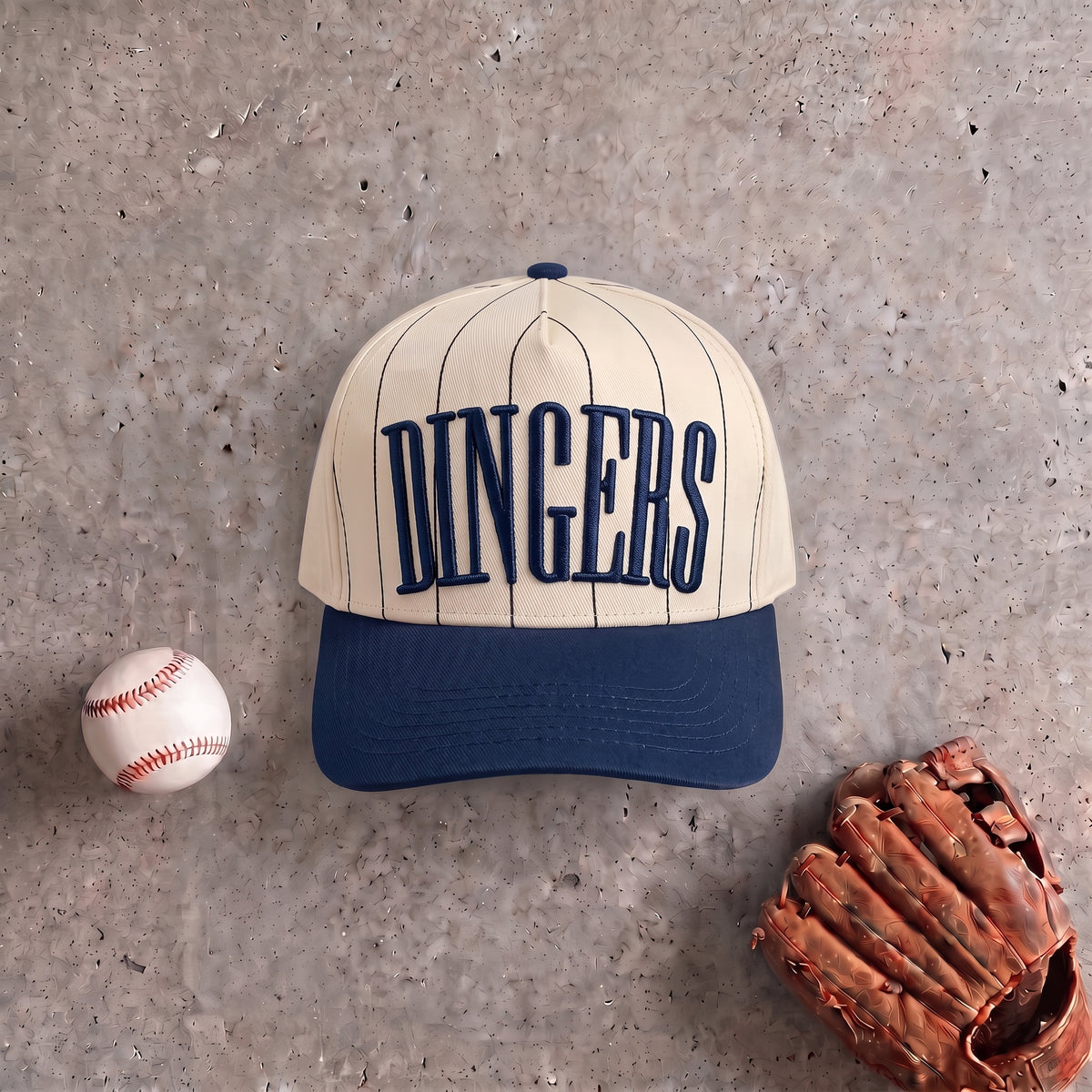 Dingers Hat | Pinstripe Vintage Baseball Trucker Snapback
