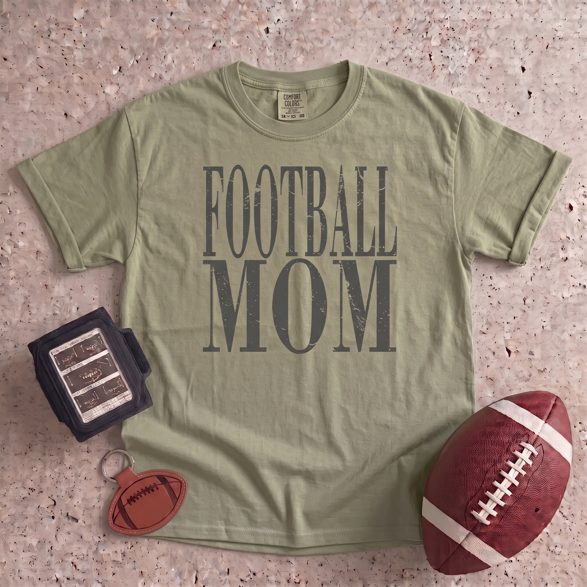 Distressed Football Mom Tee Shirt