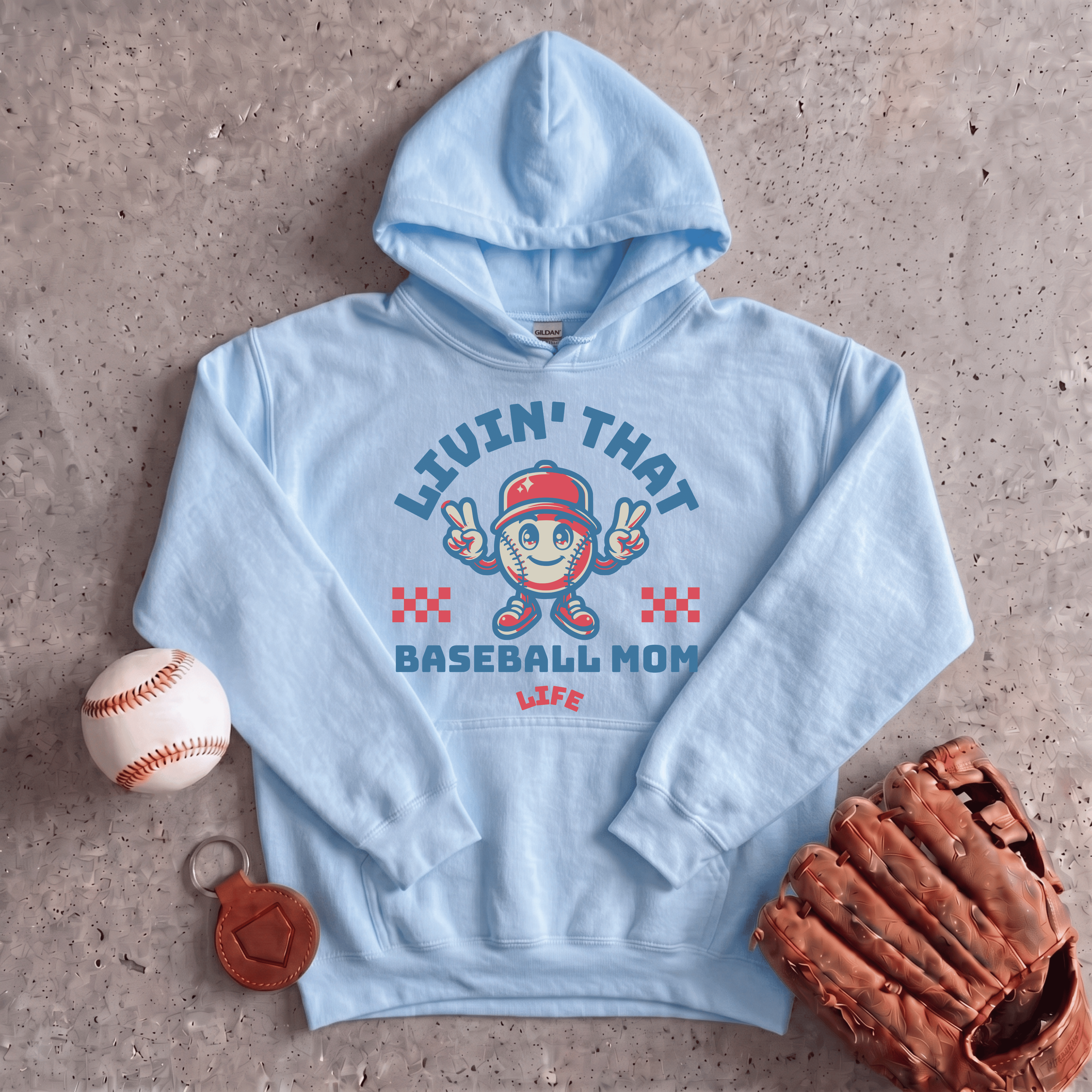 Collection of Livin That Baseball Mom Life Hoodie in a gallery layout