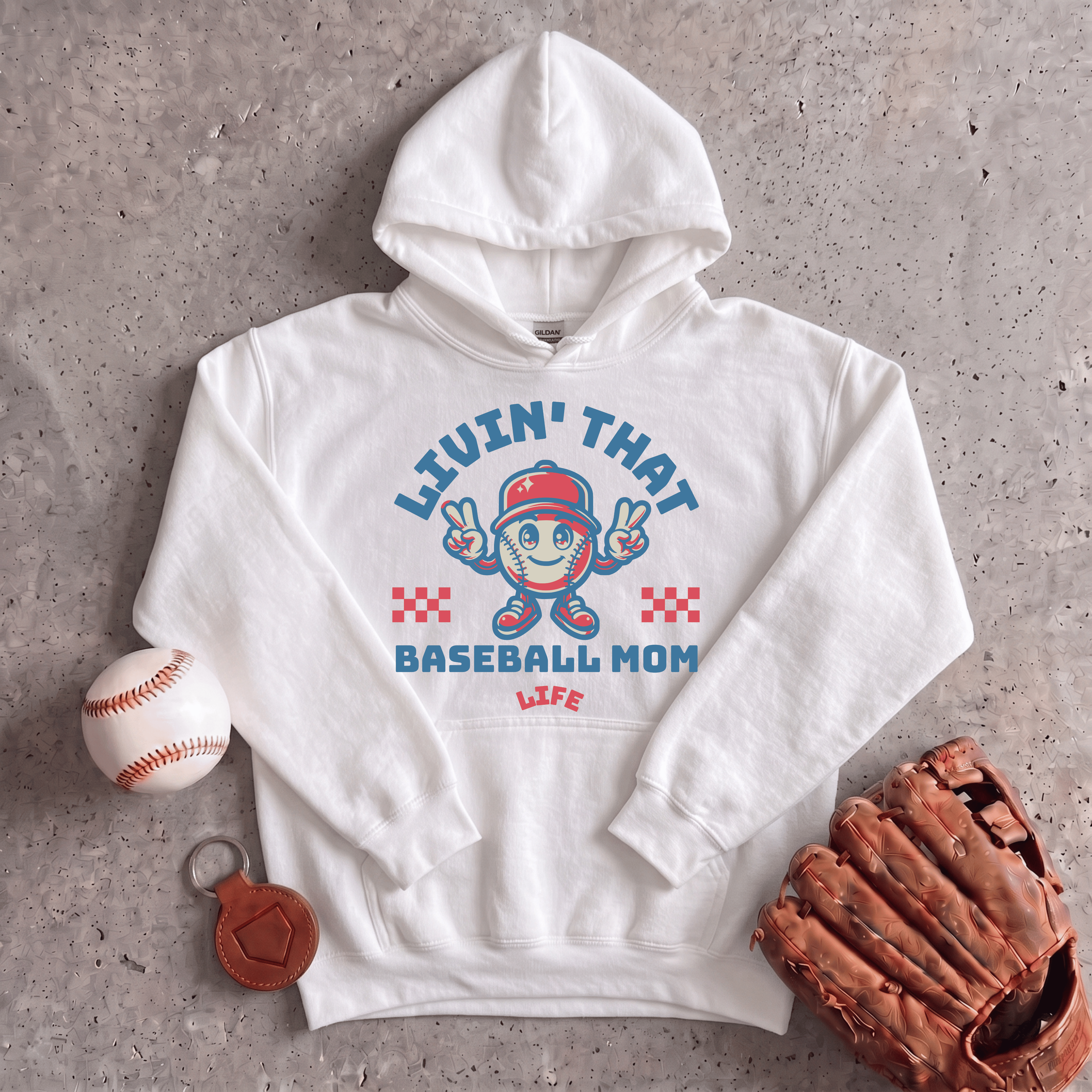 Collection of Livin That Baseball Mom Life Hoodie in a gallery layout